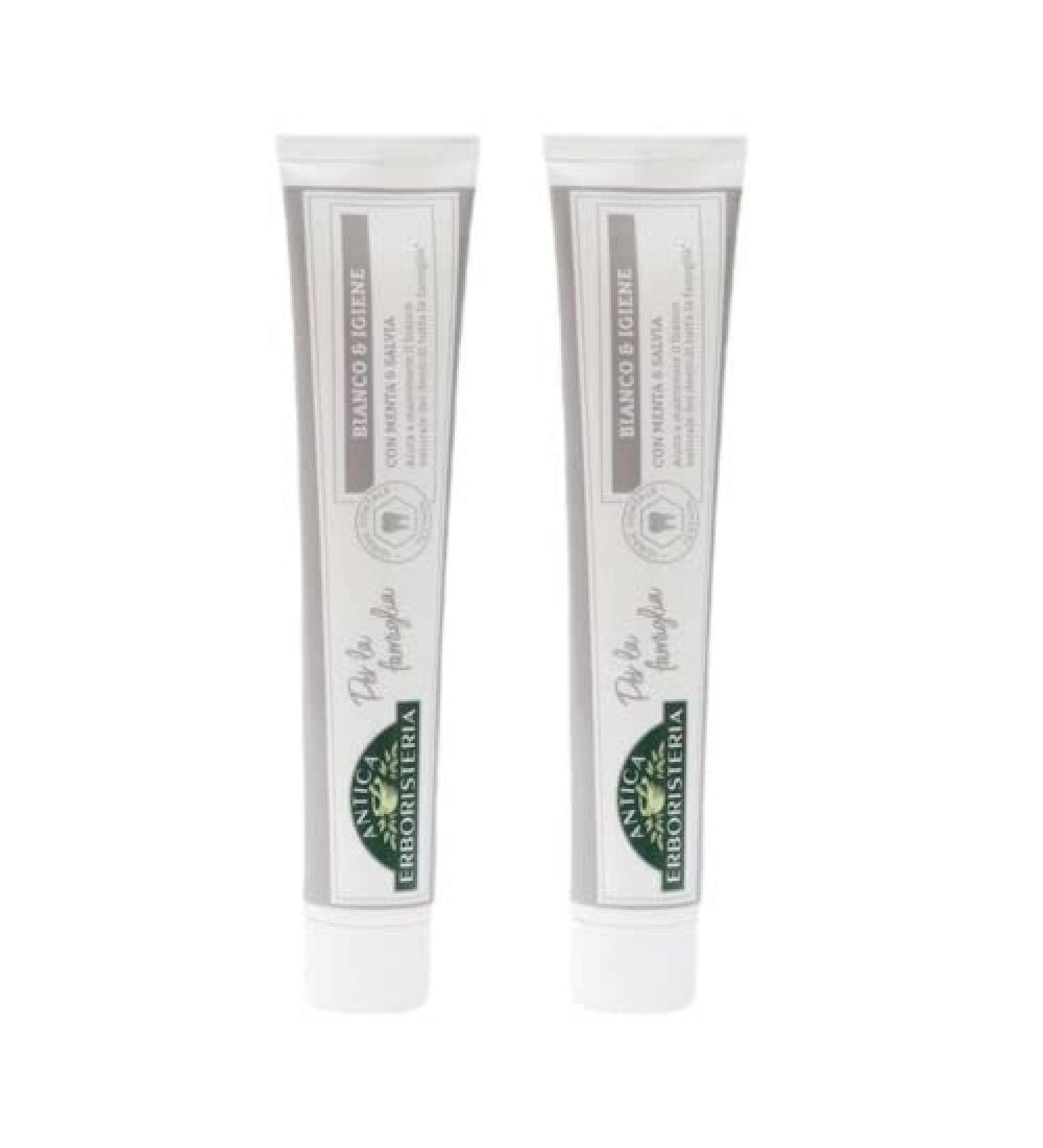 Antica Erboristeria Toothpaste Family White & Hygiene - Natural Whitening 75 ml x 2 | International Shipping Available - Buy Online on GoSupps.com