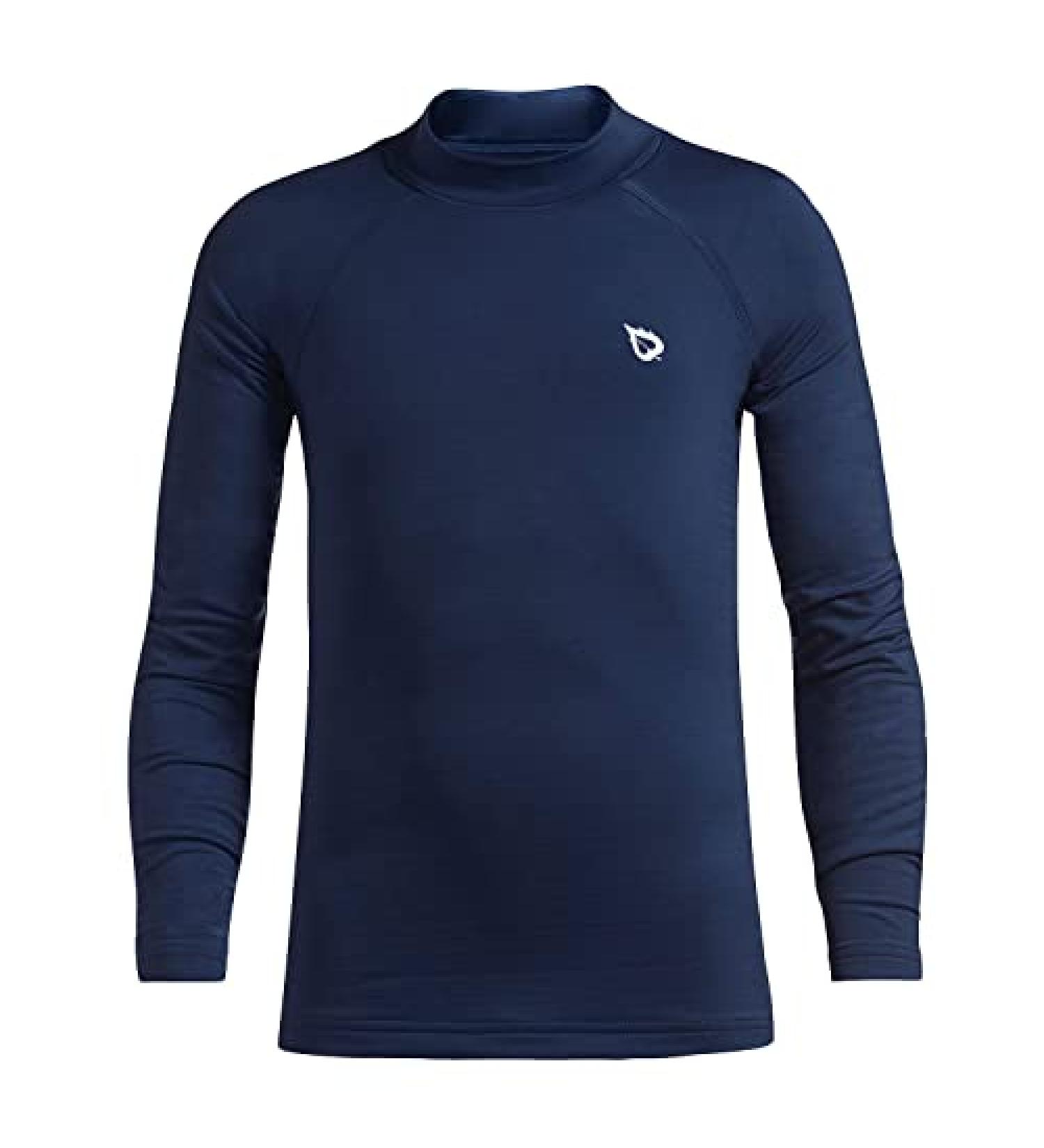Baleaf Youth Boys XL Compression Thermal Fleece Baselayer Long Sleeve Mock Top - Navy | Cold Gear for Baseball & Football - Buy Online on GoSupps.com