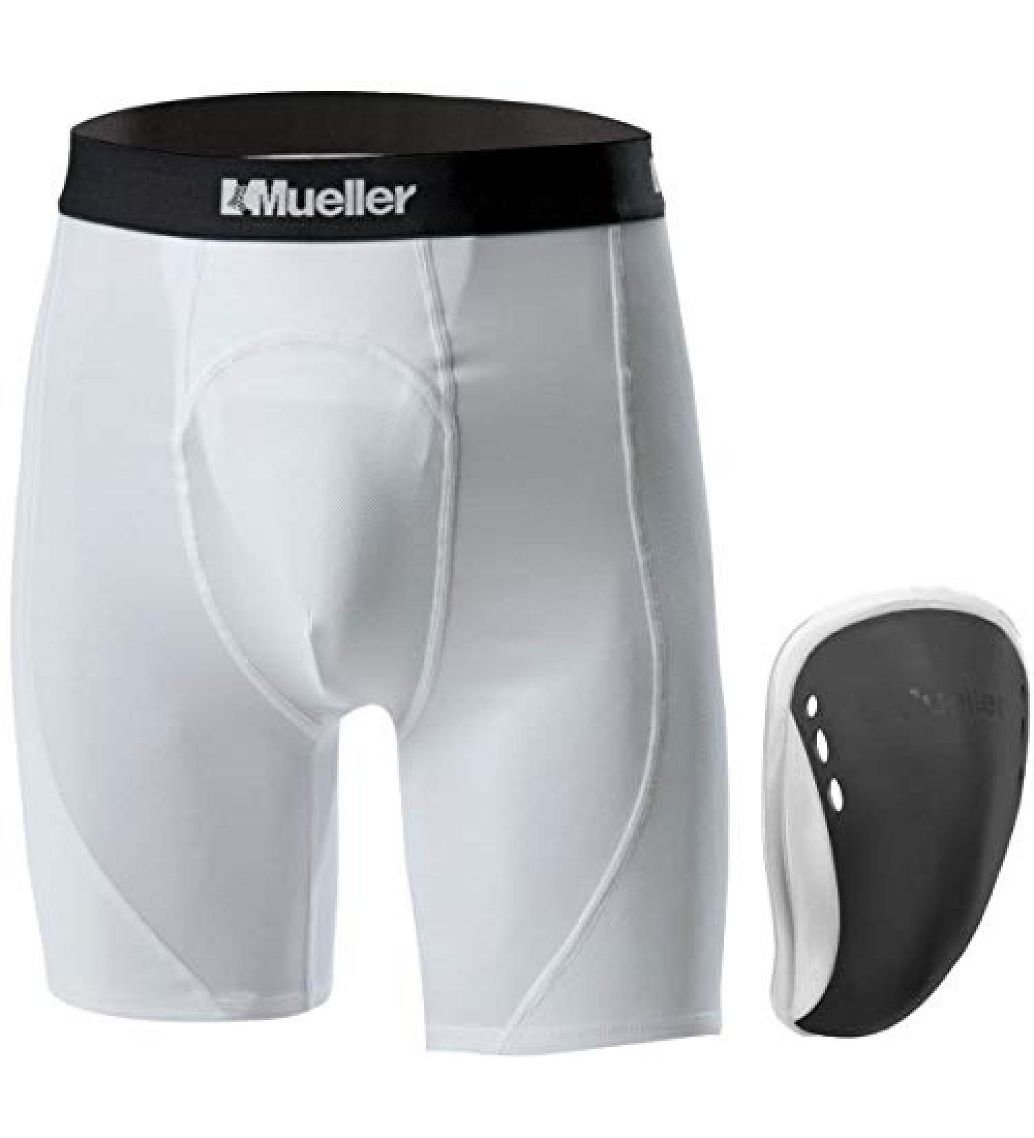 Mueller Adult Flex Shield with Support Shorts White Medium