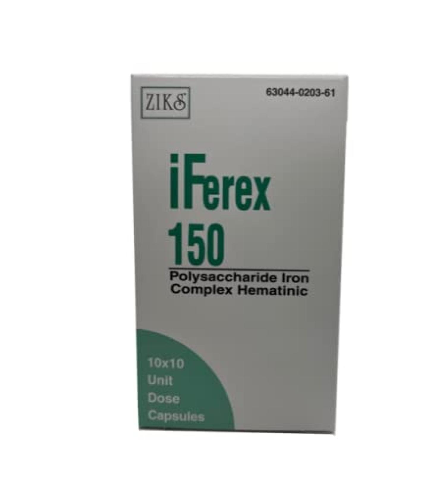 iFerex 150 Polysaccharide Iron Complex Capsules by Ziks - 100 Capsules - Buy Online on GoSupps.com