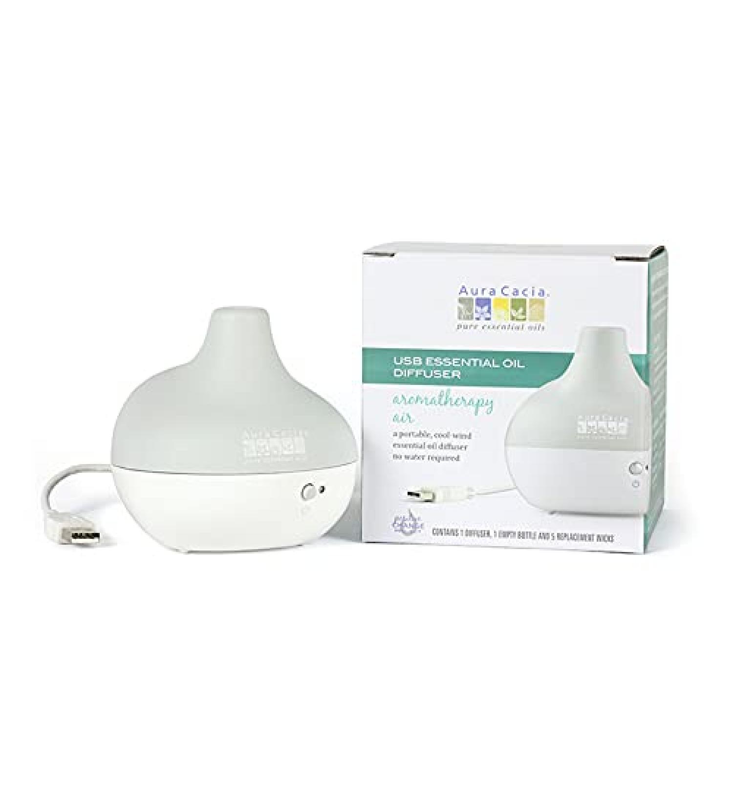 Aura Cacia USB Room Diffuser - No Water Needed, Includes 5 Replacement Wicks | Essential Oil Diffuser - Buy Online on GoSupps.com
