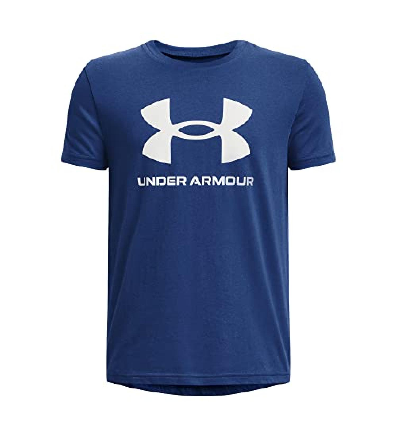 Under Armour Boys' Sportstyle Logo Short-Sleeve T-Shirt (471) Blue Mirage / White / White Large