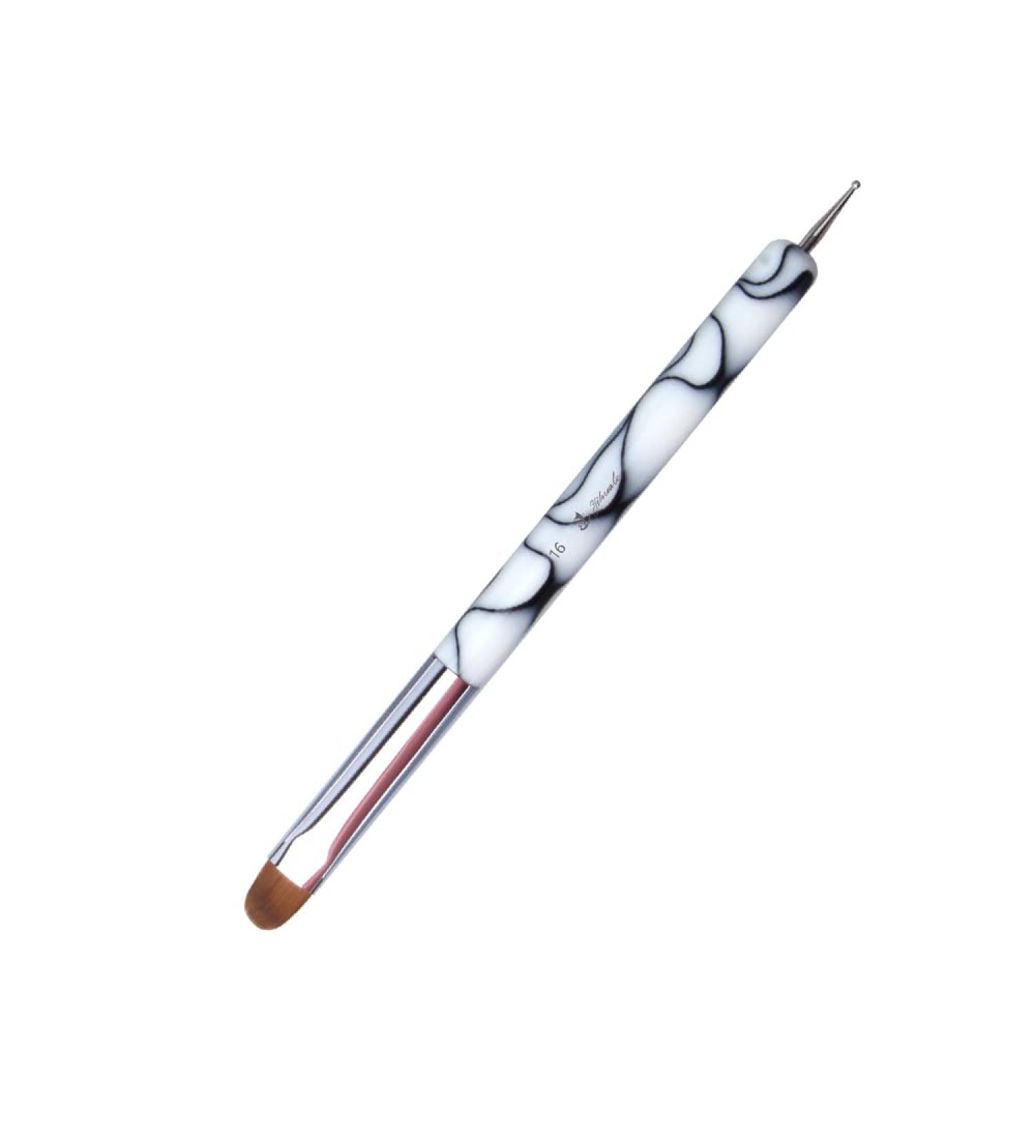 YIHUALE French Nail Brush 2 Way Gel Acrylic Kolinsky Brush with Dotting Tool - White/Black (16 pcs) - Buy Online on GoSupps.com