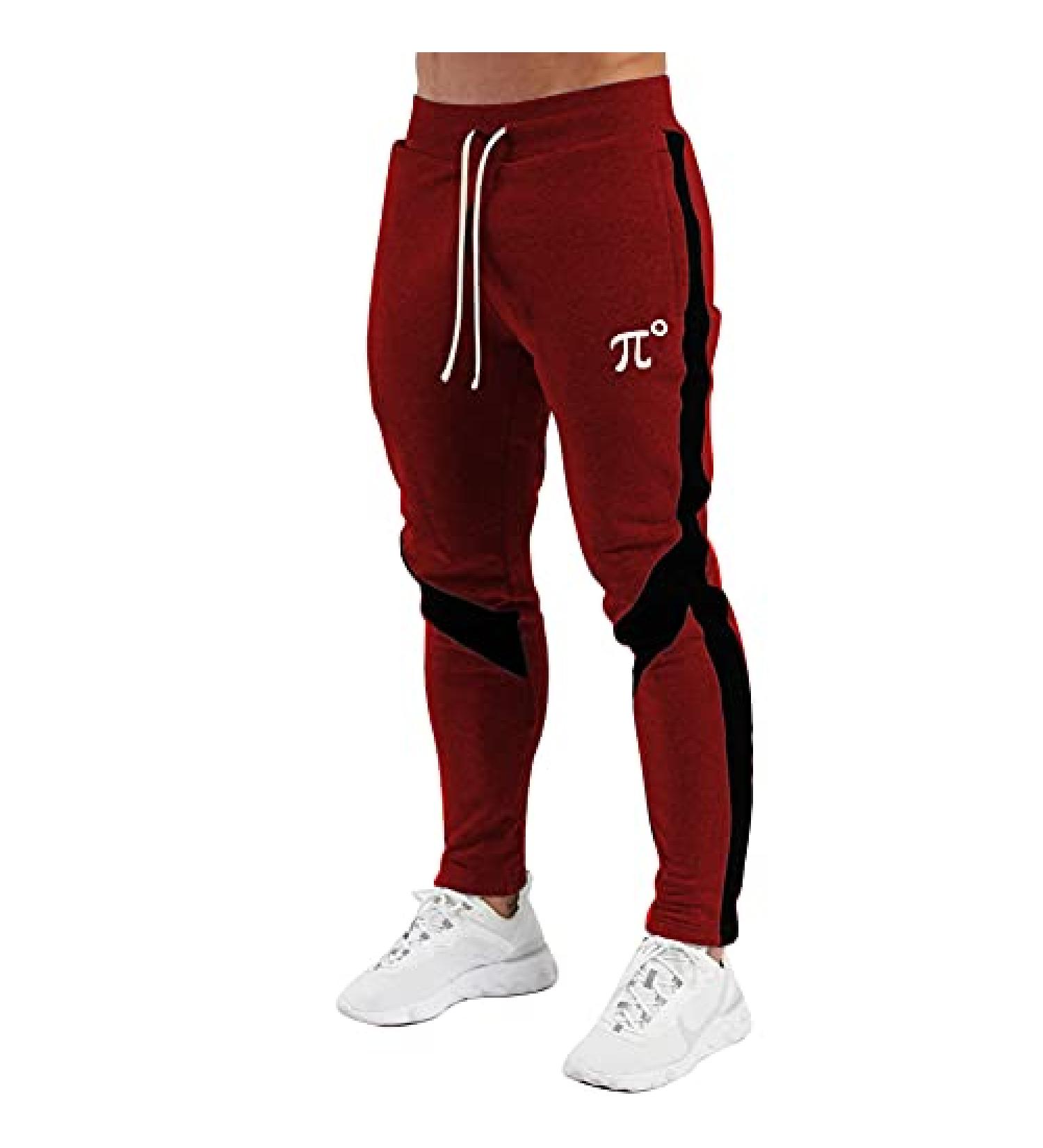 PIDOGYM Men's Red Track Pants - Slim Fit Athletic Joggers with Zipper Pockets, Medium - Buy Online on GoSupps.com