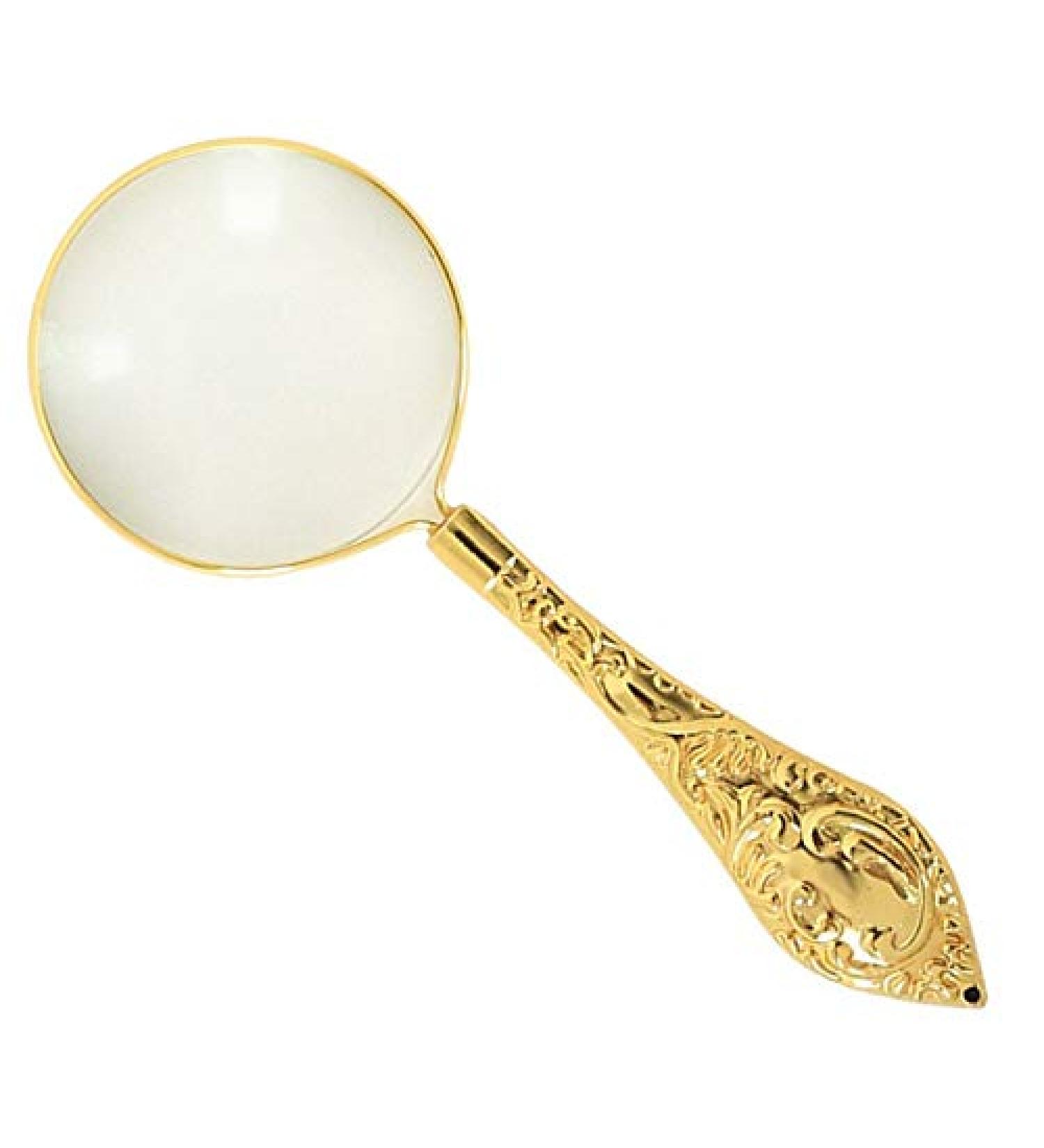 Magnifying 5X Gold 45mm Diameter Magnifier Glass Lens Metal Glass Mirror Flower Magnifier Complex Pattern Handle Magnifying Glass Loupe Made in China - Buy Online on GoSupps.com