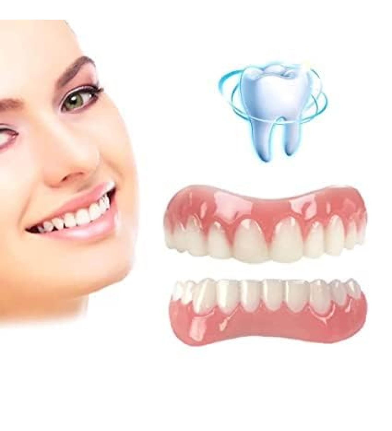 1 Pair Immediate Replacement False Teeth Upper and Lower Dentures Perfect Smile Denture for Men and Women DIY Dental Veneer for Teeth Whitening - Buy Online on GoSupps.com
