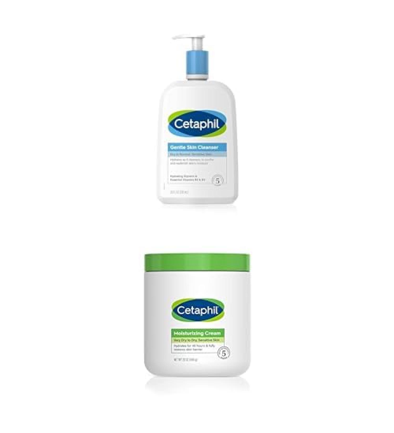 Cetaphil Face Wash Hydrating Gentle Skin Cleanser for Dry to Normal Sensitive Skin Fragrance Free 20 Oz Body Moisturizer Hydrating Moisturizing Cream for Dry to Very Dry Skin 20 Oz