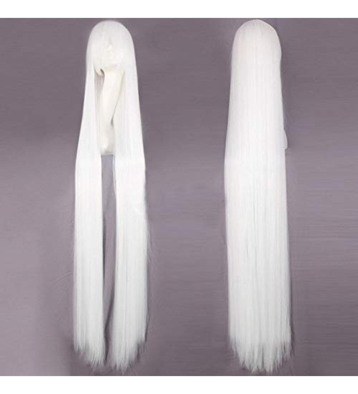 GJBXP 150cm Straight Super Long Anime Cosplay Wig with Bangs Synthetic Hair Black Blue Purple Red Orange White Wigs for Women Rose Net White