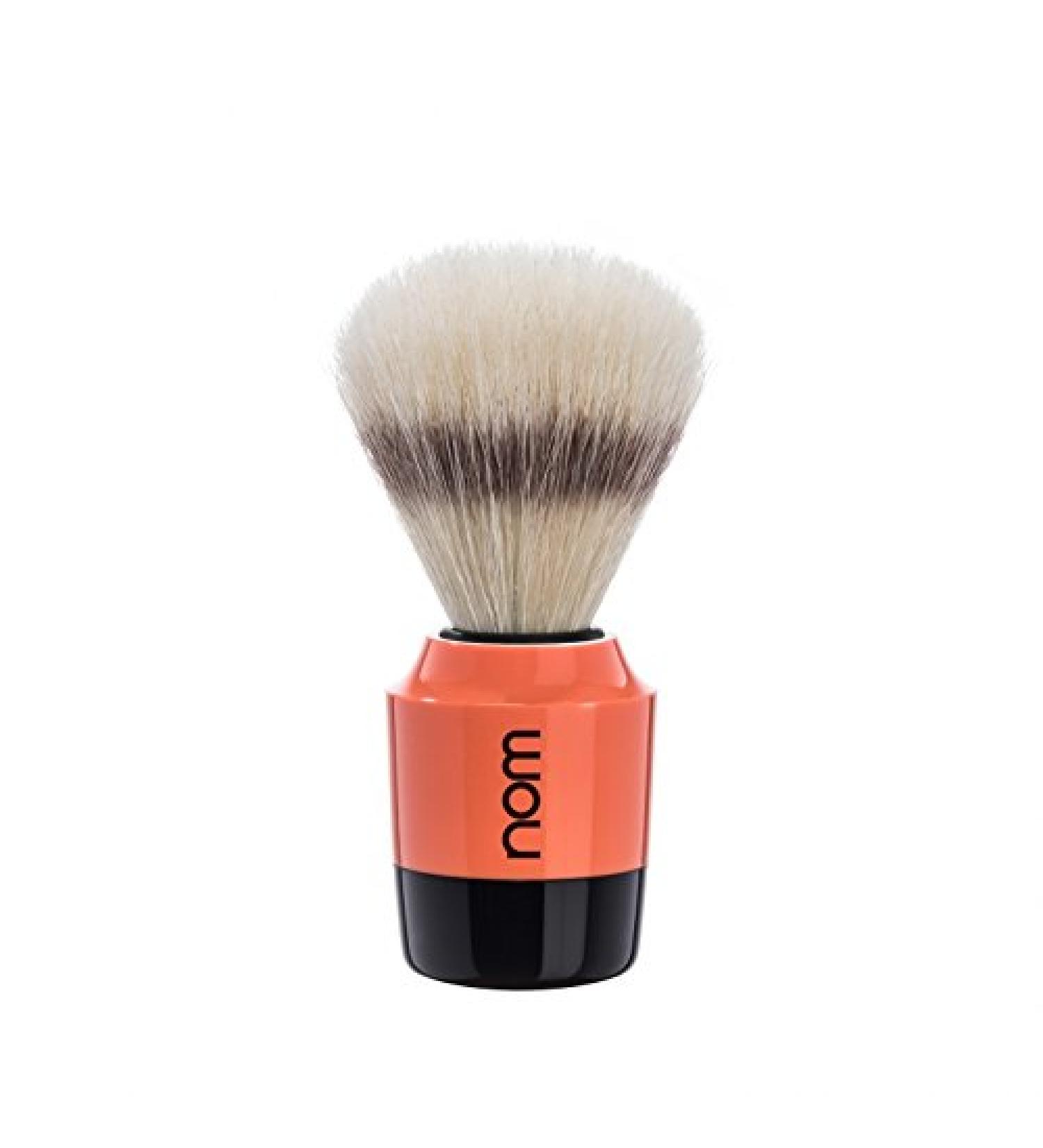 nom - Shaving brush - MARTEN series - Pure bristle - Plastic black/coral