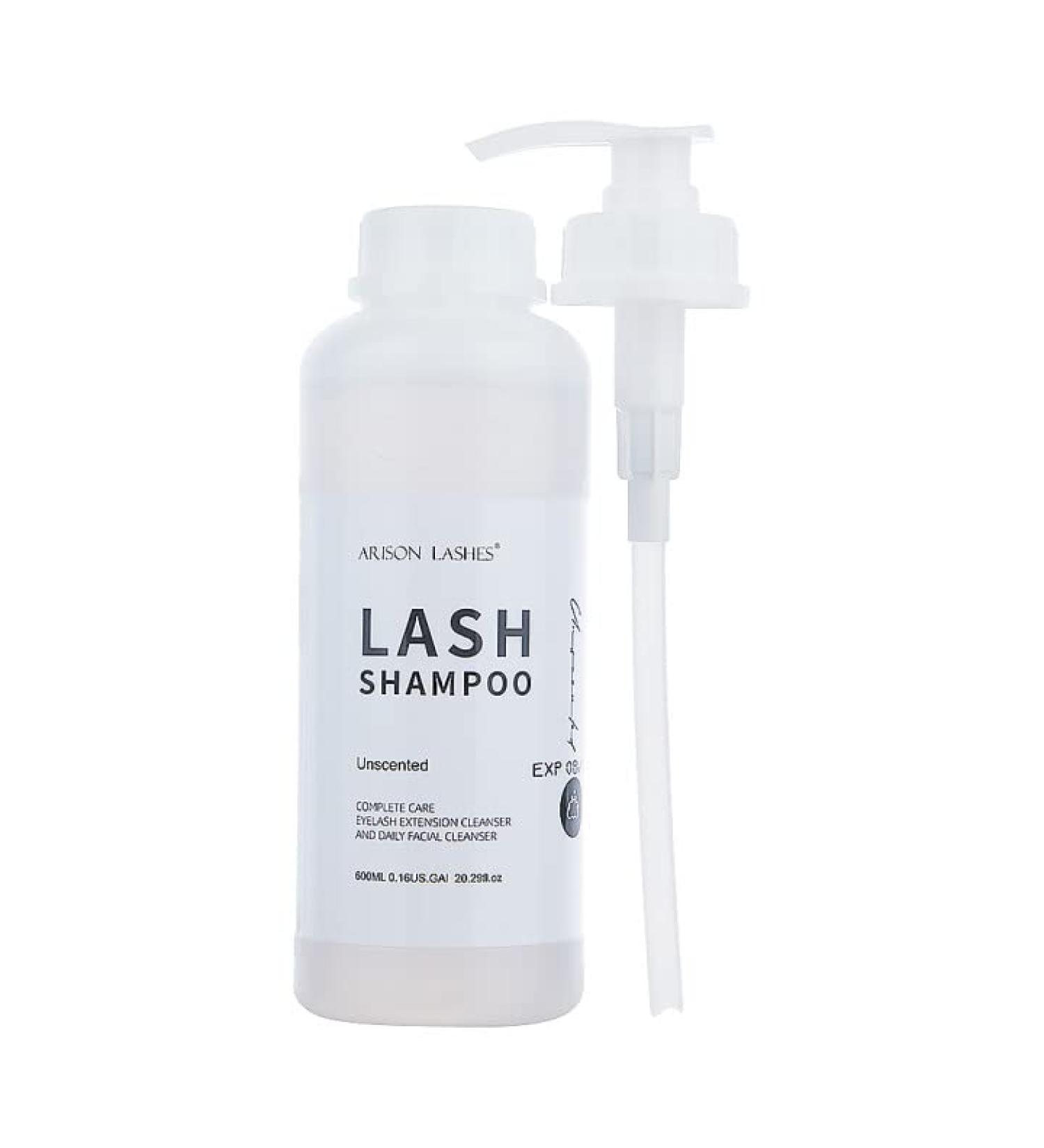 Arison Eyelash Extension Shampoo 600ml - Professional Cleanser for Extensions & Natural Lashes, Paraben & Sulfate Free - Unscented Formula for Safe Makeup Removal - Ideal for Professional & Self Use - Buy Online on GoSupps.com
