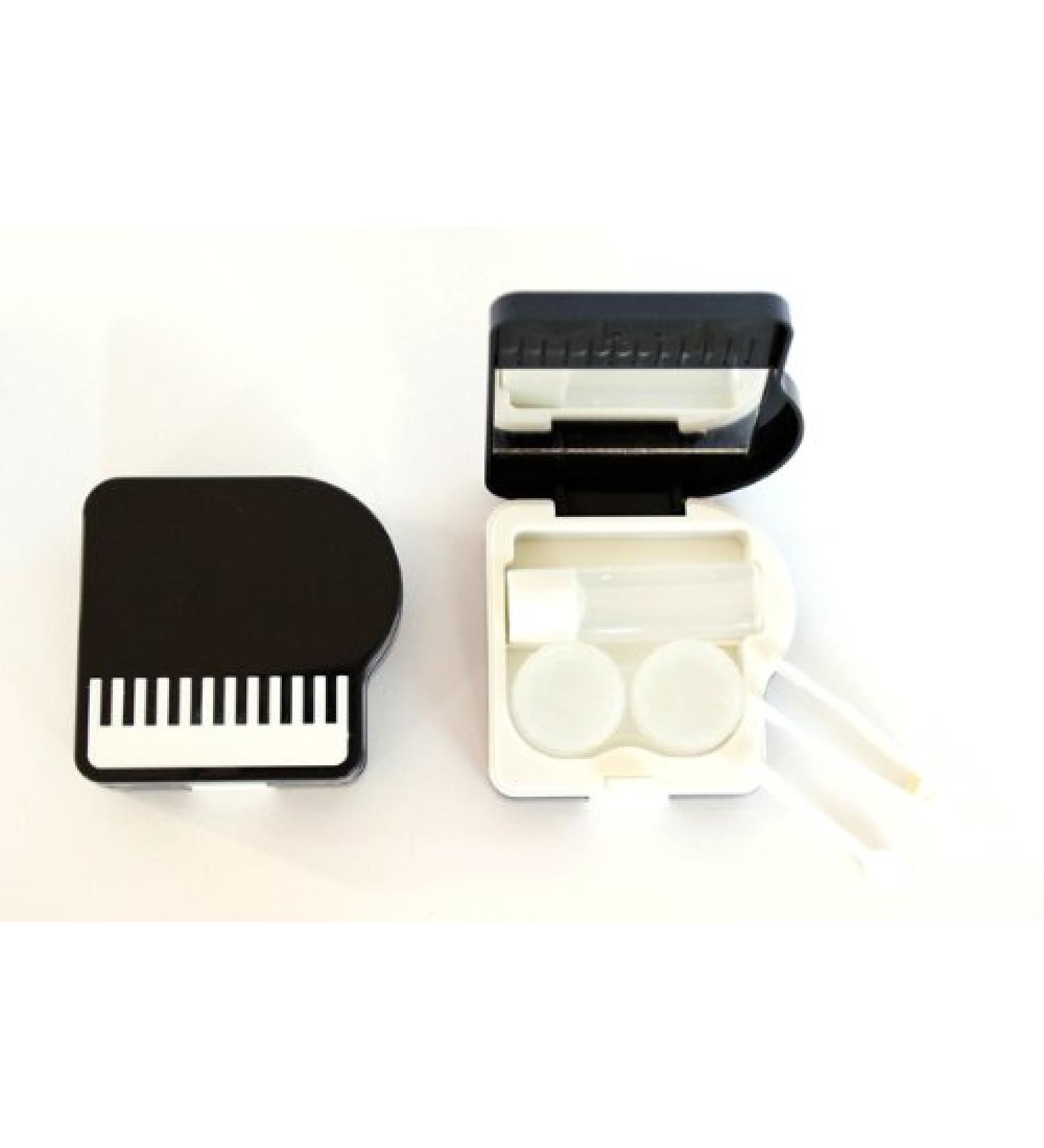 Contact Lens Case Storage Container Case Set Mirror Cute Piano Black