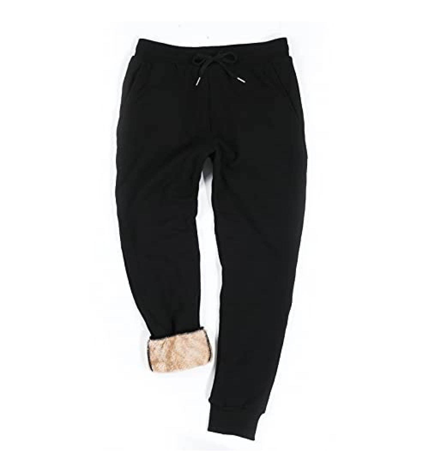 Inno Men's Sherpa Fleece Lined Jogger Pants - Warm Thermal Sweatpants for Winter - Black - Large Regular-32 - Buy Online on GoSupps.com