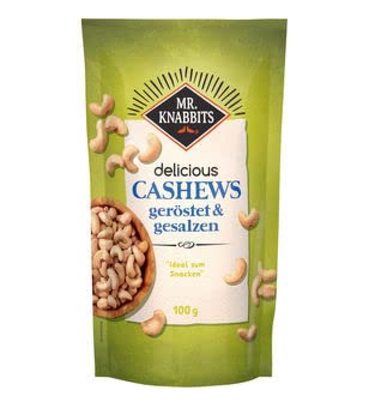 Mr.Knabbits delicious Cashews roasted & salted pack of 12 (12 x 100g)
