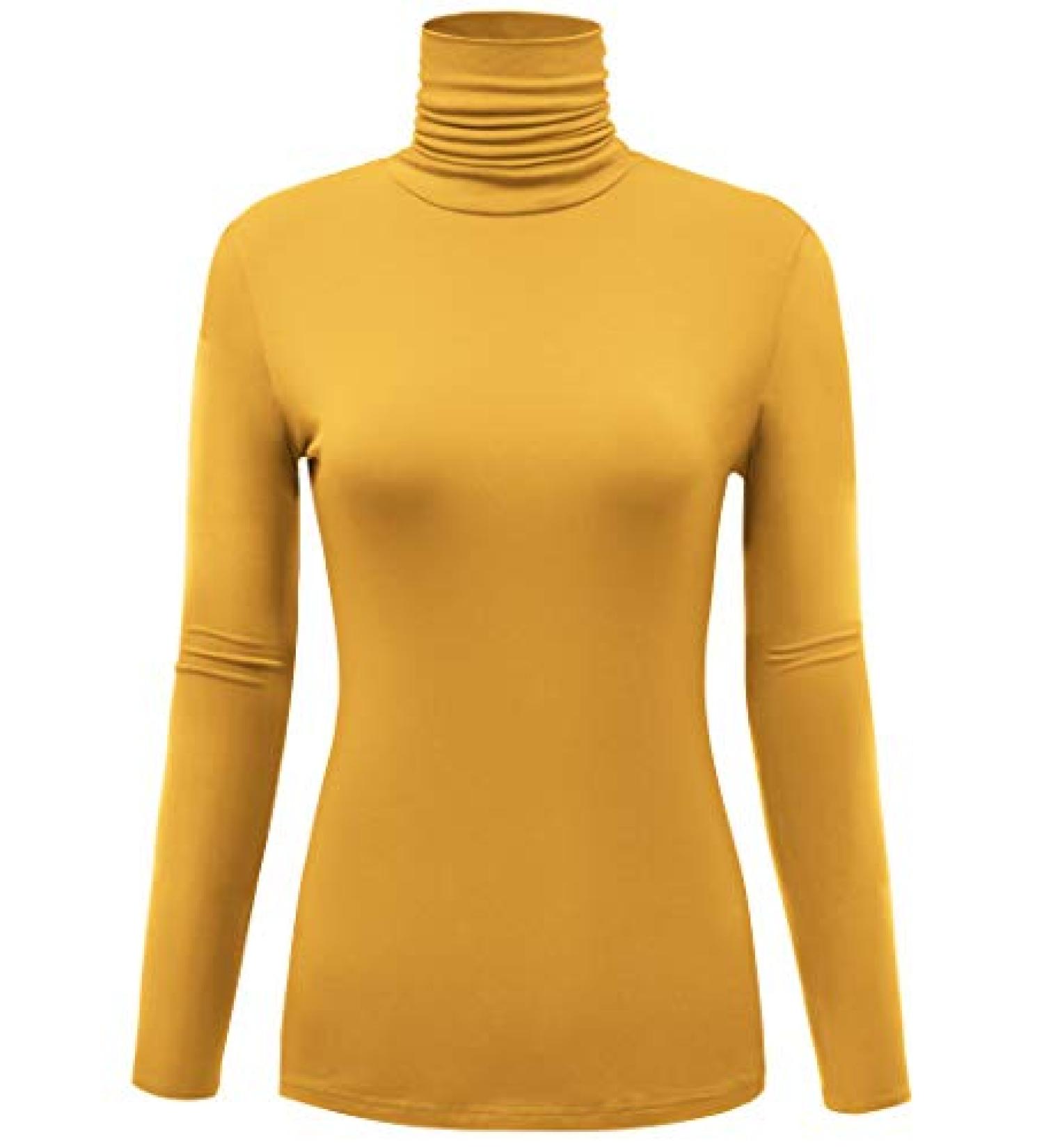 AUHEGN Women's Long Sleeve Lightweight Turtleneck Top X-Large Mustard - Buy Online on GoSupps.com