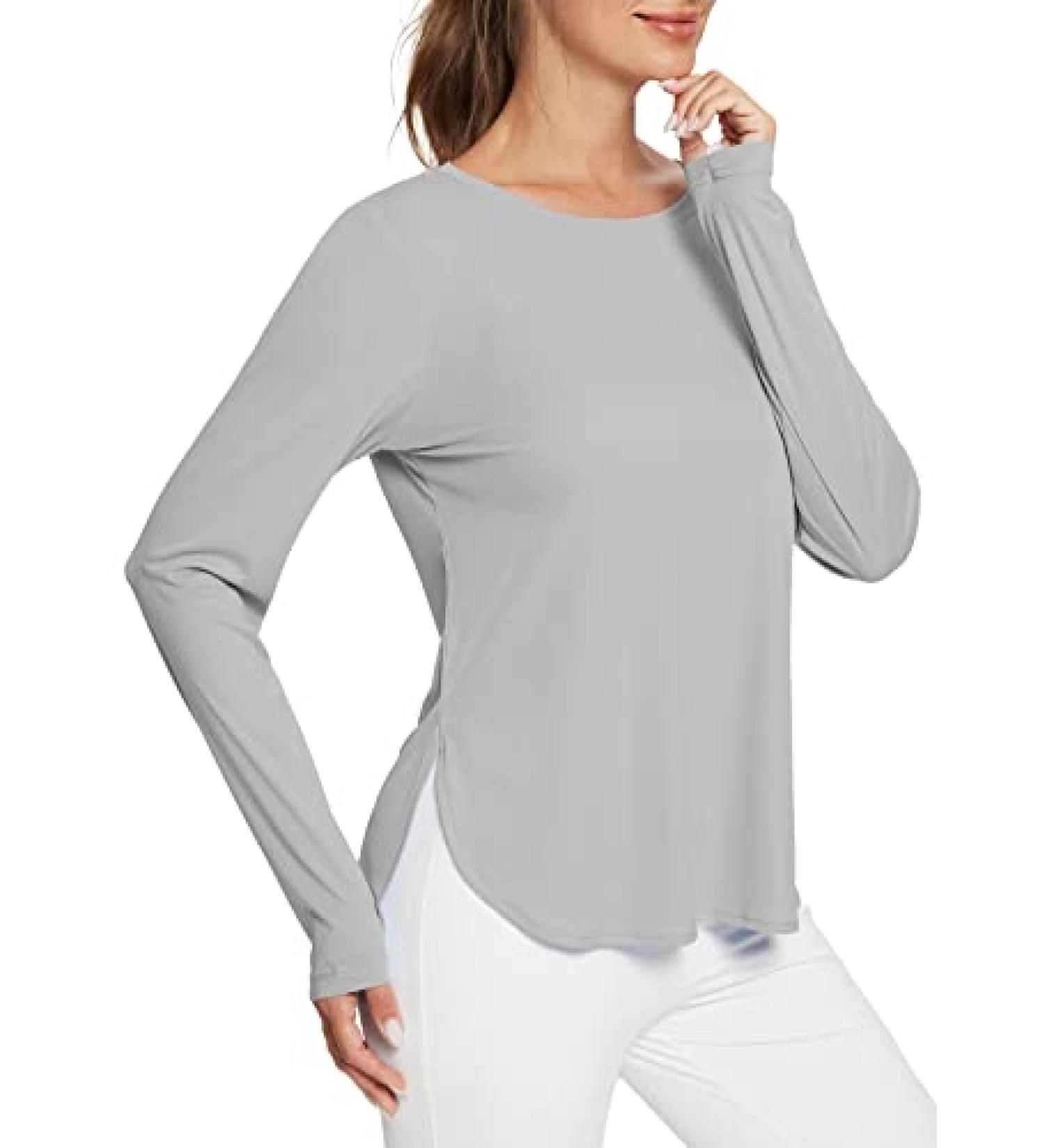 Baleaf Women's UPF 50+ Sun Shirt | Long Sleeve Hiking Top | Lightweight & Quick Dry UV Protection | Grey - Medium - Buy Online on GoSupps.com