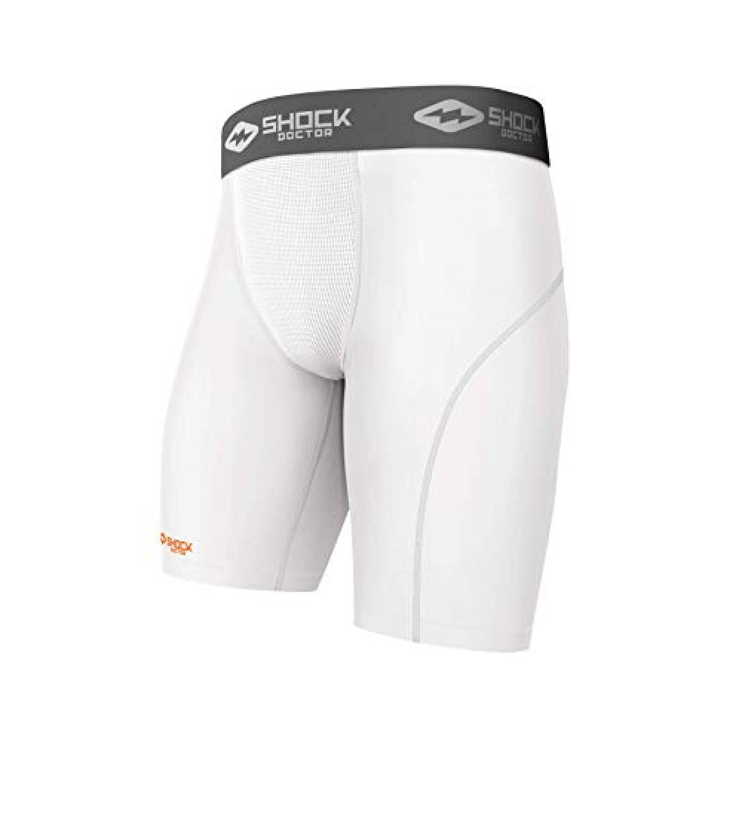 Shock Doctor Compression Shorts with Cup Pocket - Baseball & Hockey Supporter Underwear (Youth & Adult Medium White) - Buy Online on GoSupps.com