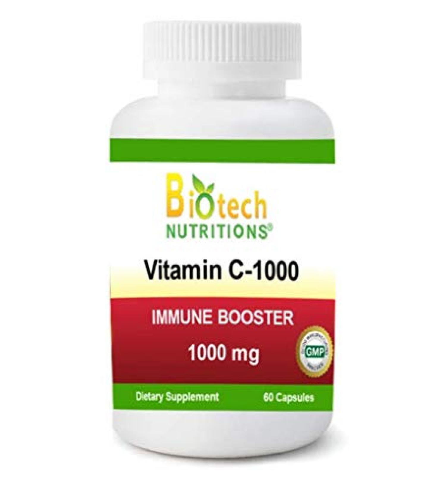 Biotech Nutritions Biotech Nutritions Vitamin C-1000 1000 Mg 60 Vegetable Capsules 60 Count