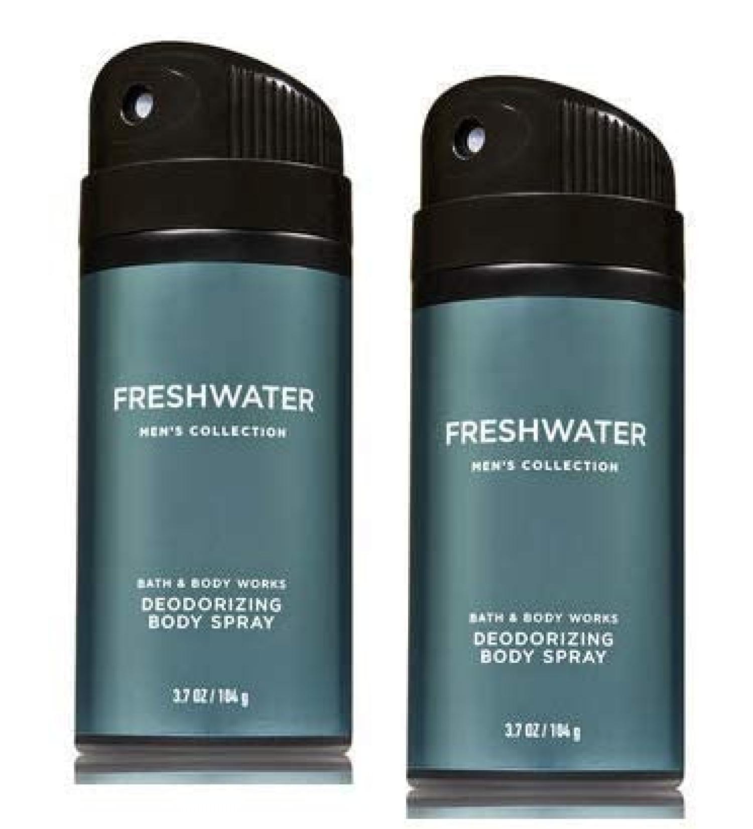 Bath and Body Works Men's Collection Freshwater Deodorizing Body Spray 3.7 Oz. 2 Set.
