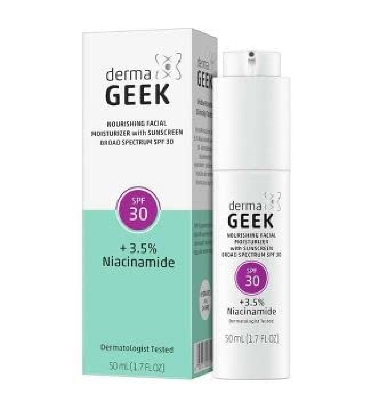 DermaGEEK Nourishing Facial Moisturizer with Sunscreen SPF 30 1.7 oz