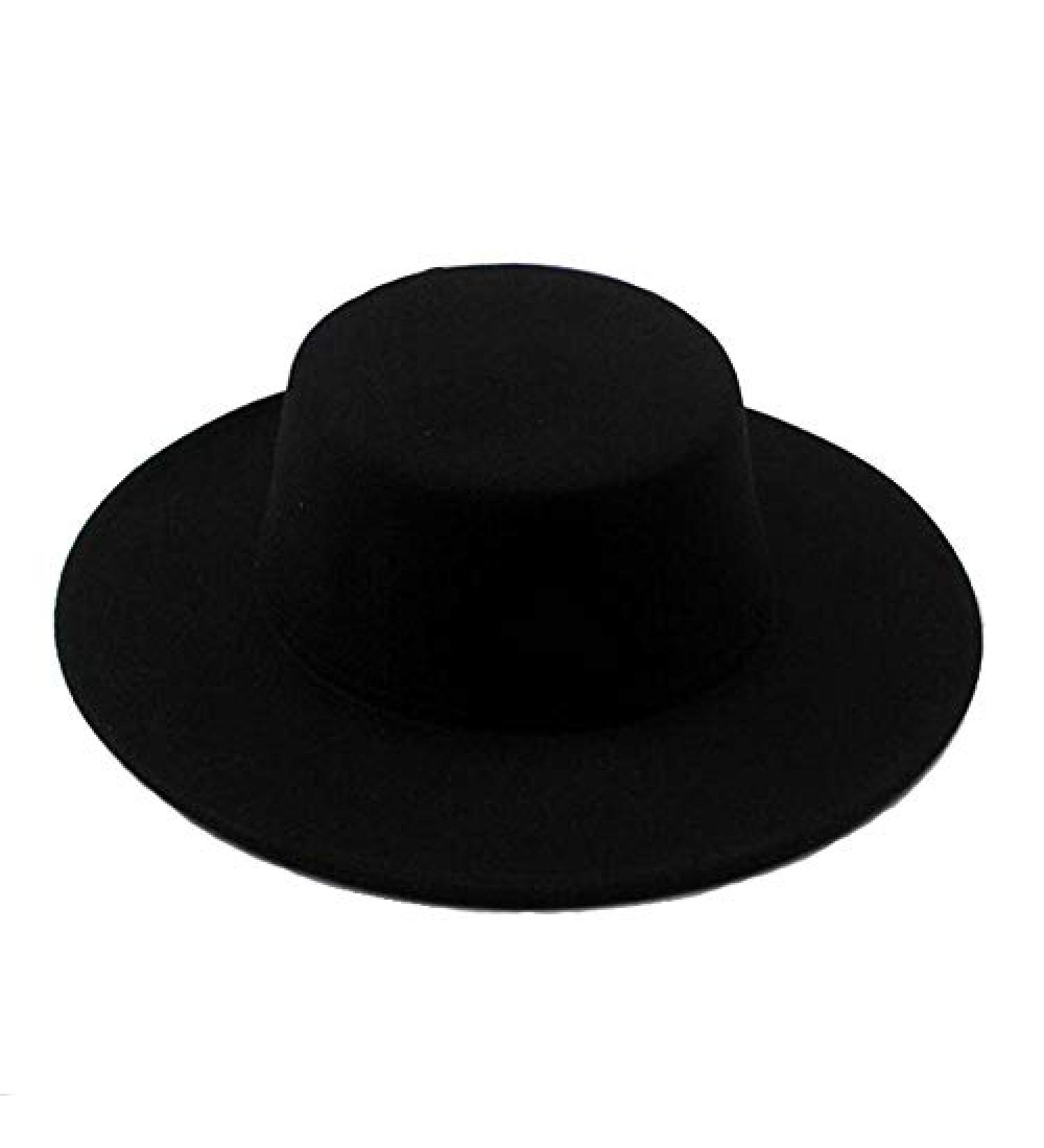 Classic Black Flat Top Fedora Hat for Unisex - Brim Church Derby Cap - Buy Online on GoSupps.com