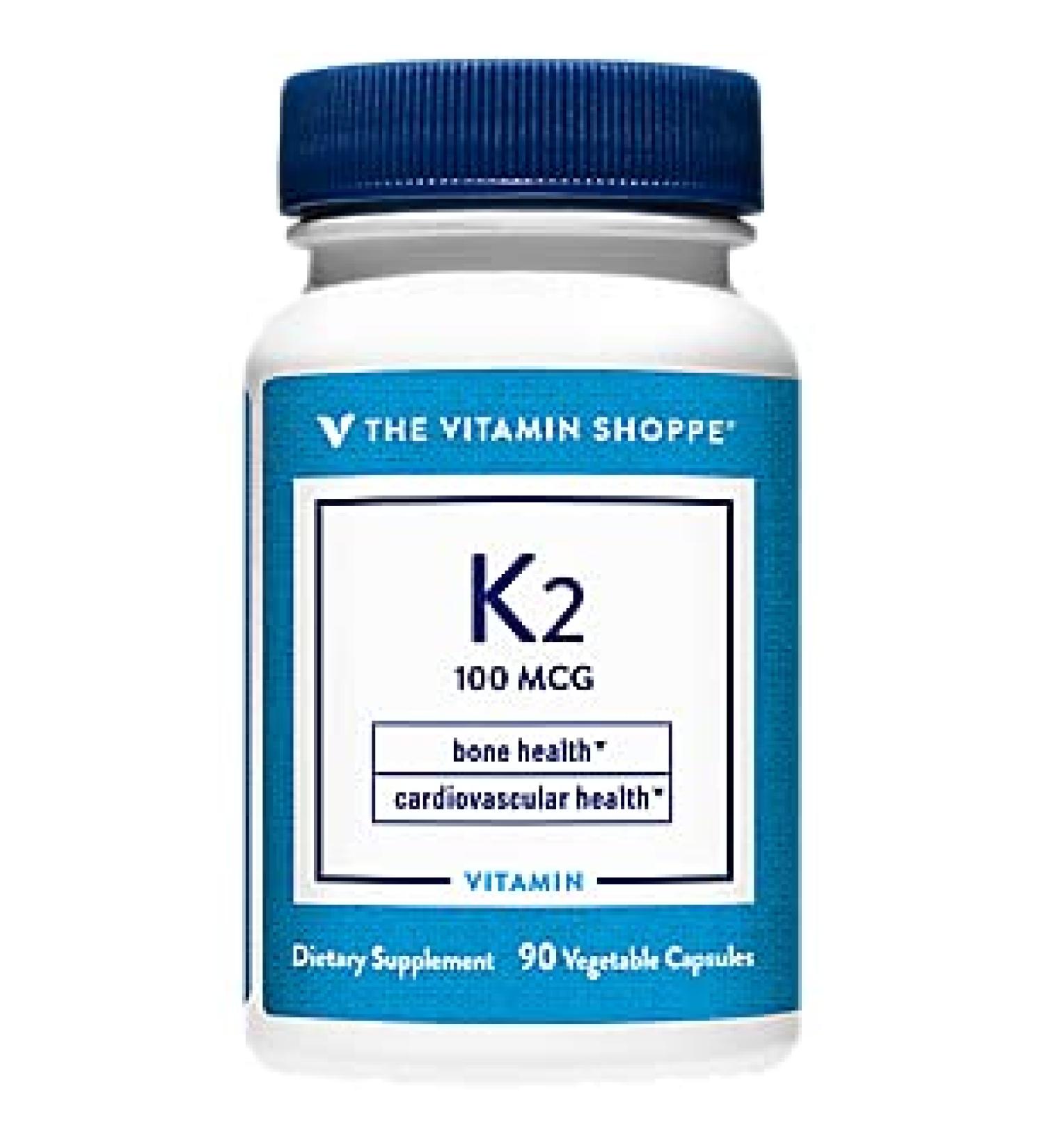 The Vitamin Shoppe Vitamin K2-100 MCG 90 Vegetarian Capsules - 90 Count - Buy Online on GoSupps.com
