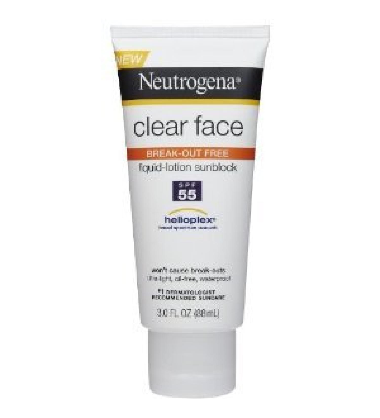 Neutrogena Neutrogena Clear Face Acne Sun Lotion SPF 55 Made in USA