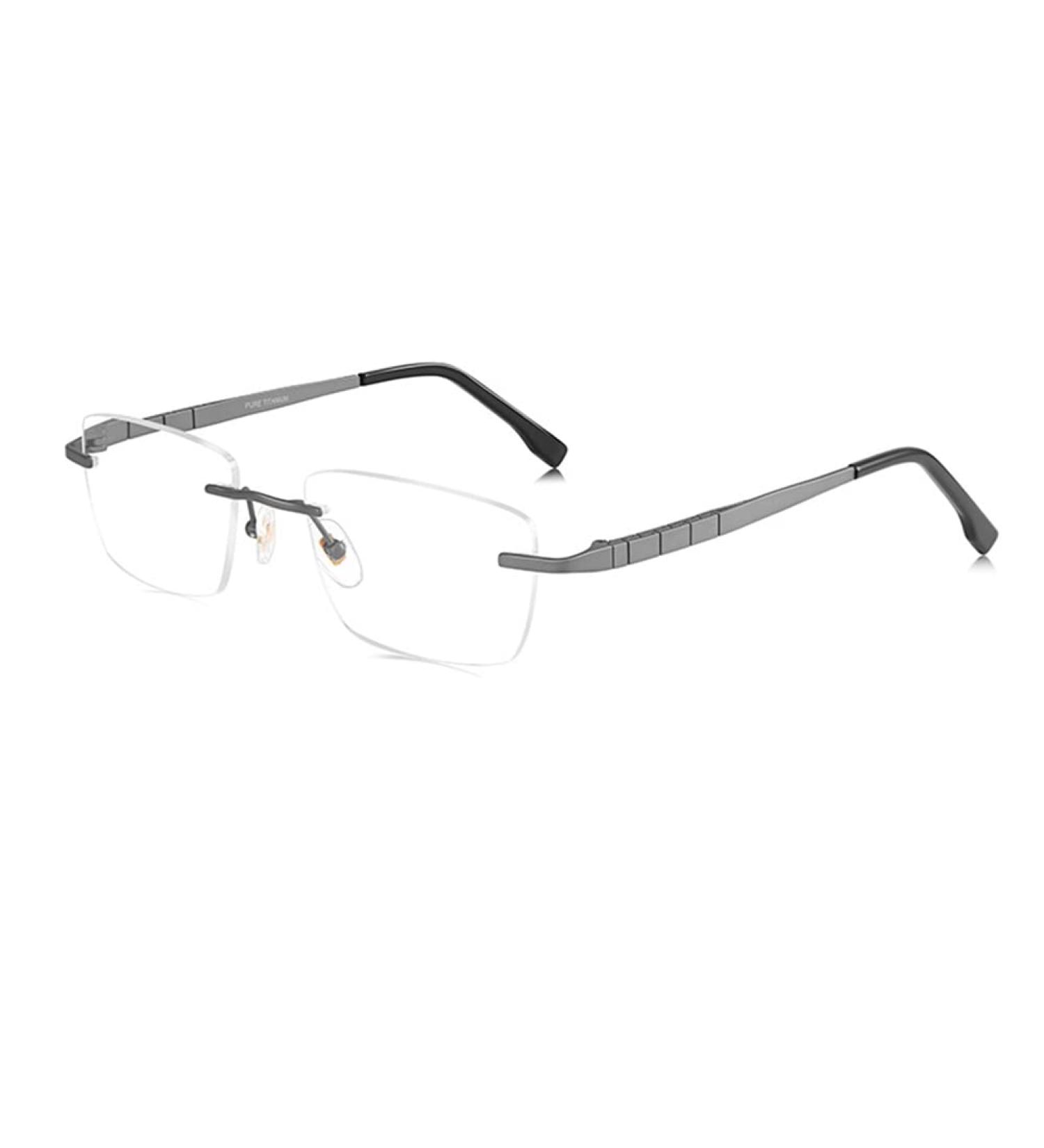 Riccie Ultra-Light Borderless Titanium Reading Glasses for Men - Anti-Blue Light HD Aspherical Magnifying Glass | +1.0 to +3.0 Magnification - Buy Online on GoSupps.com