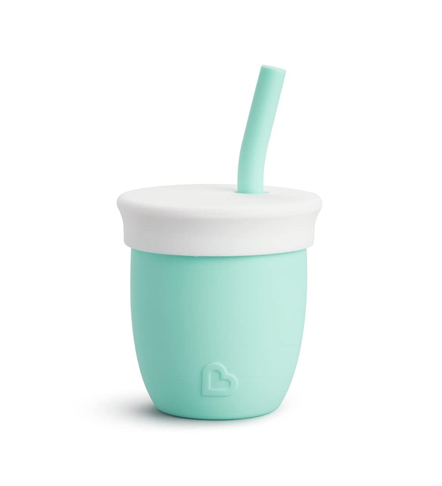 Munchkin Silicone Open Training Cup with Straw for Babies and Toddlers 6 Months+ - Mint 4oz - Buy Online on GoSupps.com