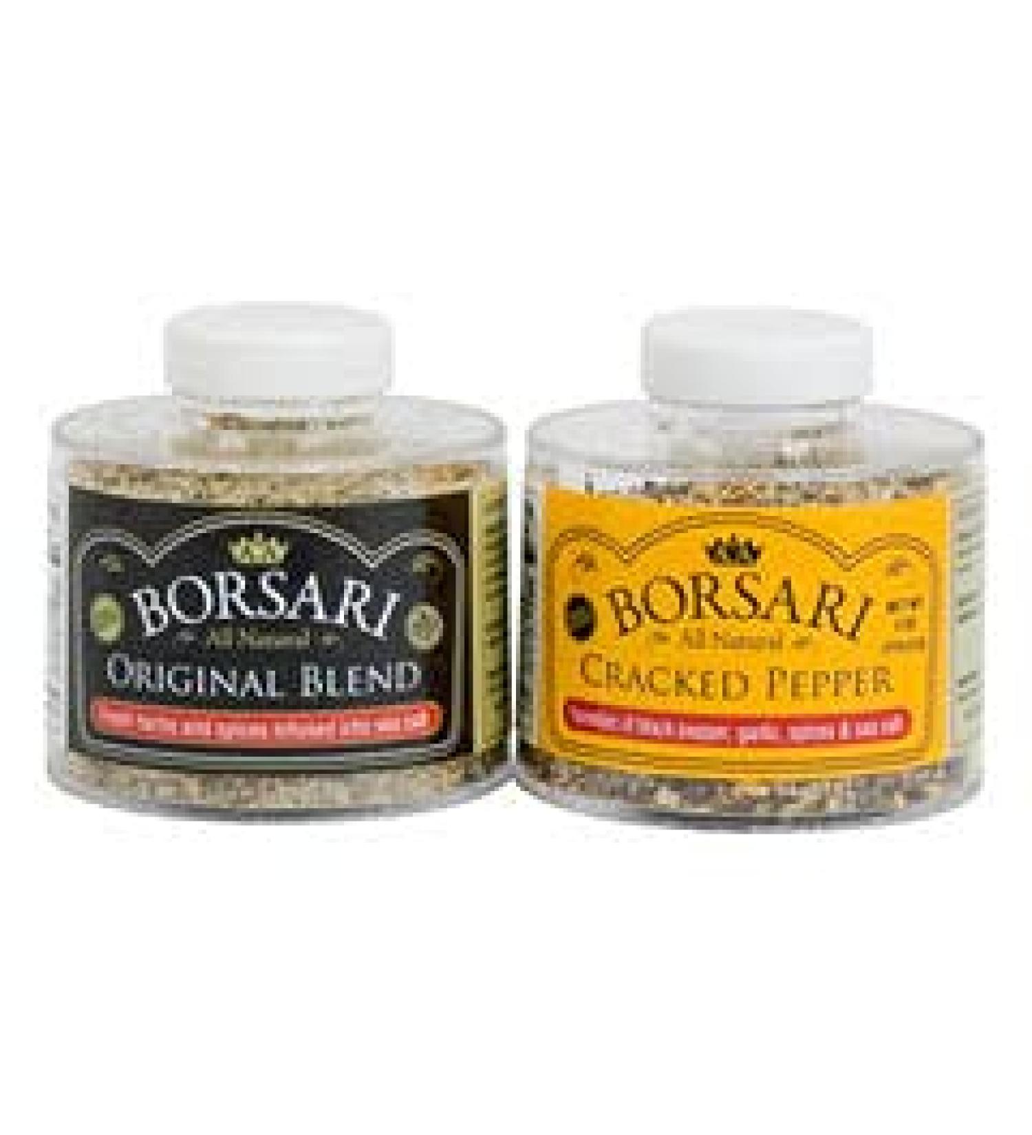 Borsari Seasoned Salt Combo - Original & Cracked Pepper Seasonings - Gourmet Sea Salt Blends - Gluten Free - Set of 2 Shaker Bottles 3-4 oz - Buy Online on GoSupps.com