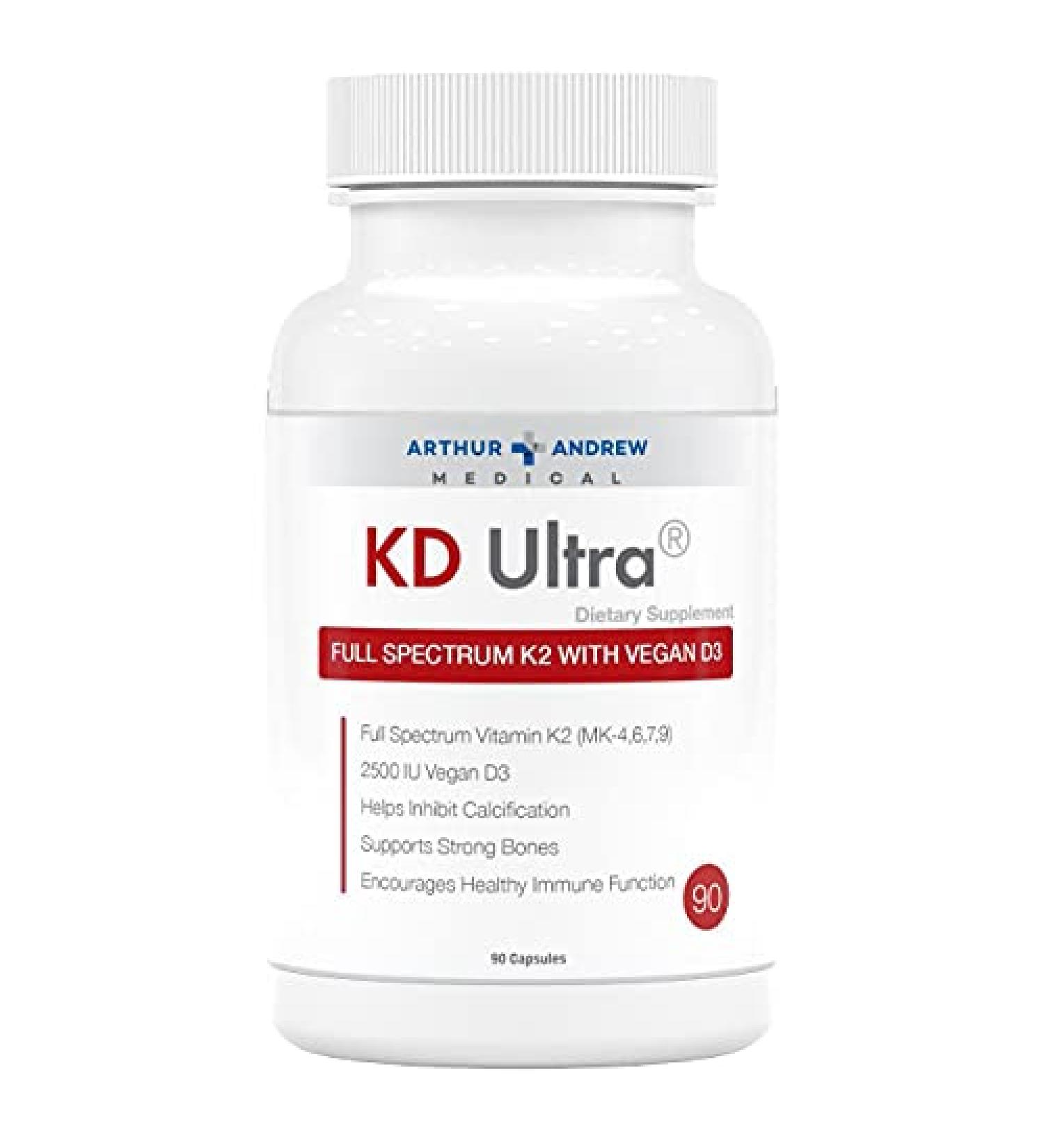 Arthur Andrew Medical KD Ultra K2 with Vegan D3 - 90 Capsules | Full Spectrum Vitamin Support - Buy Online on GoSupps.com
