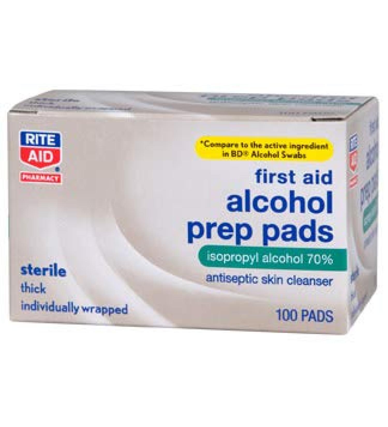 Rite Aid Alcohol Prep Pads, Isopropyl Alcohol 70% - 100 Count