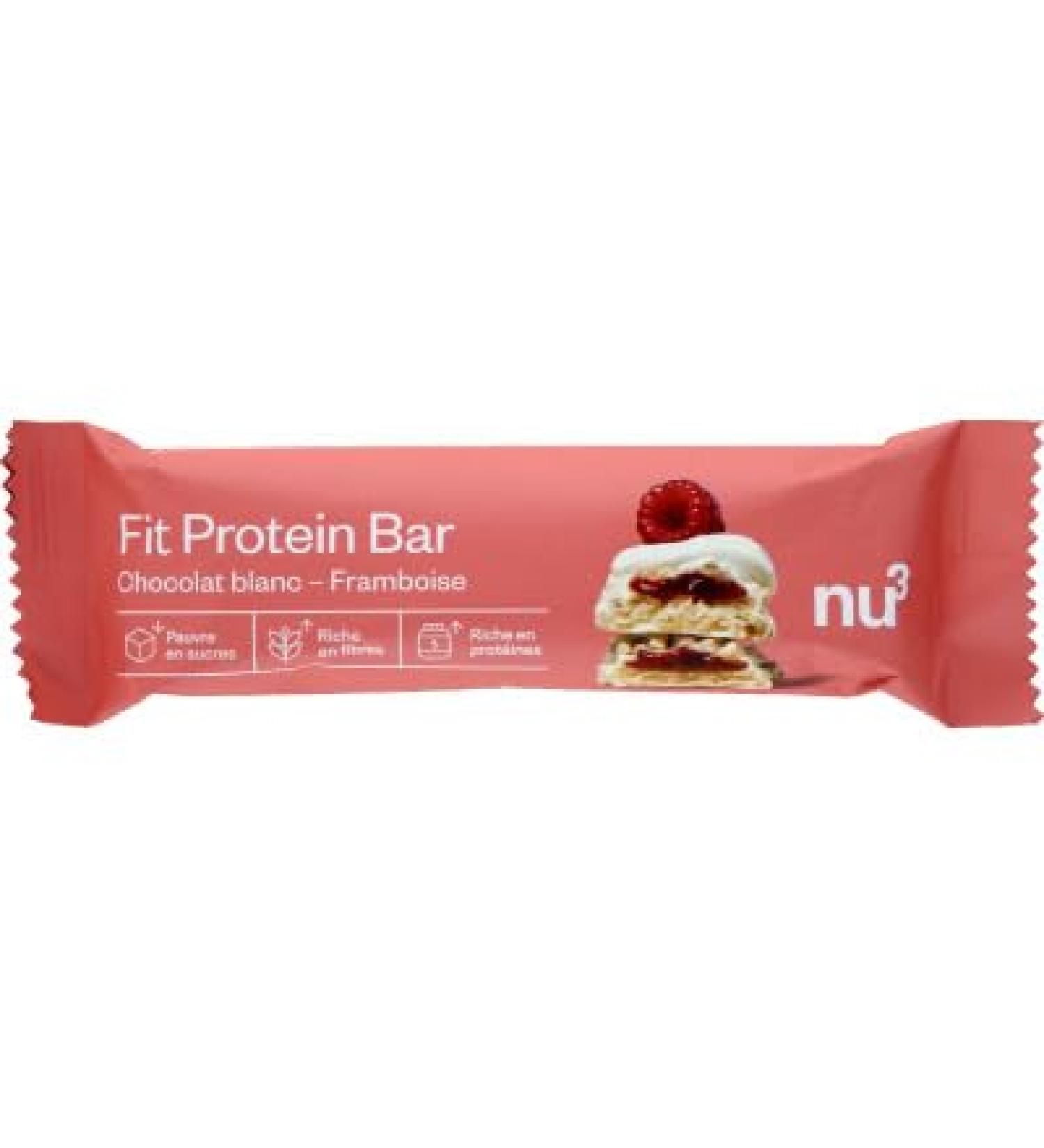 Nu3 FIT Barre prot in e chocolat blanc framboise 55g