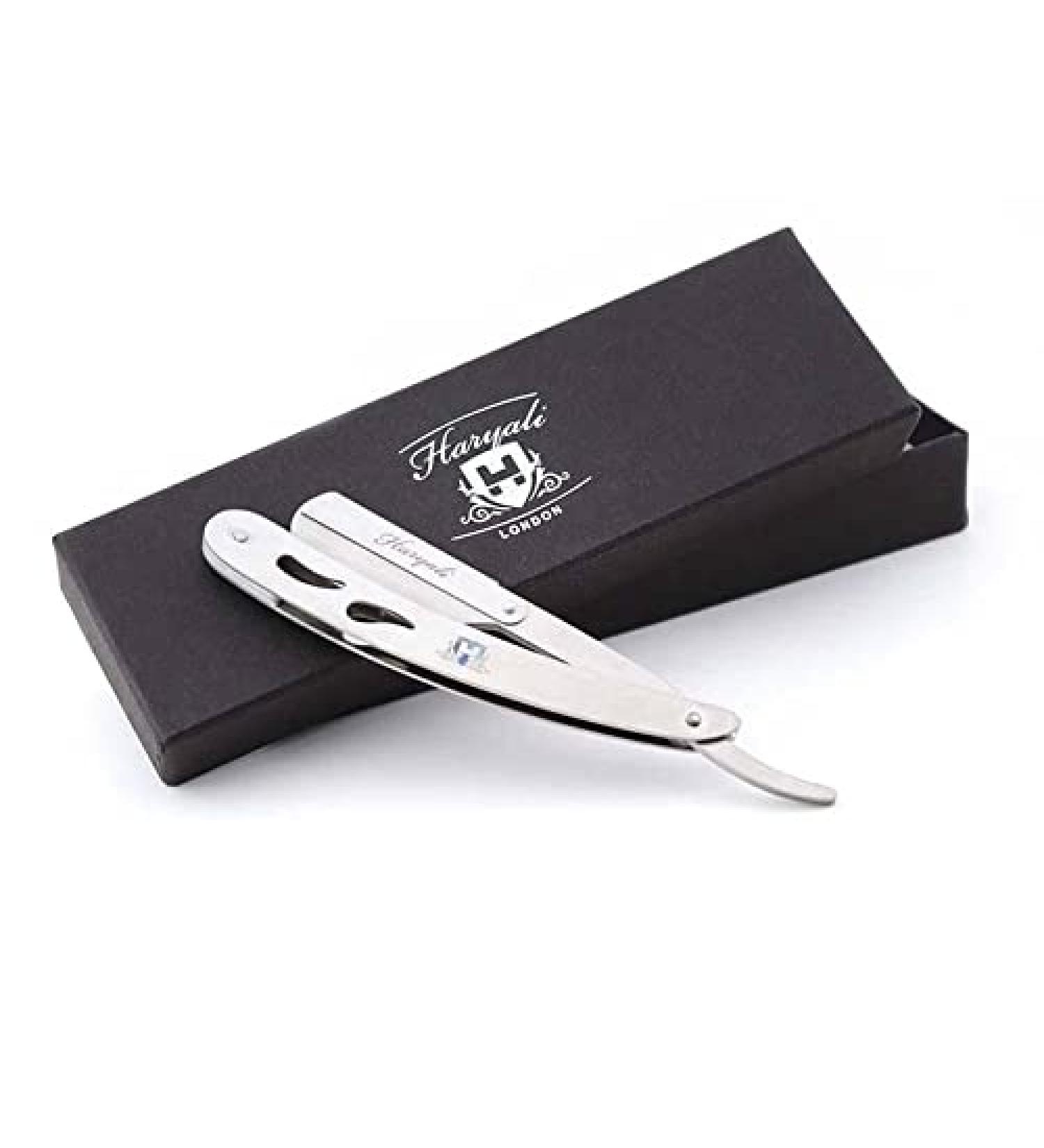 Men's Cut Throat Razor Razor(No Blades Included) Comes in a Designer Box - Plastic Handle Barber Razor for Men Grey