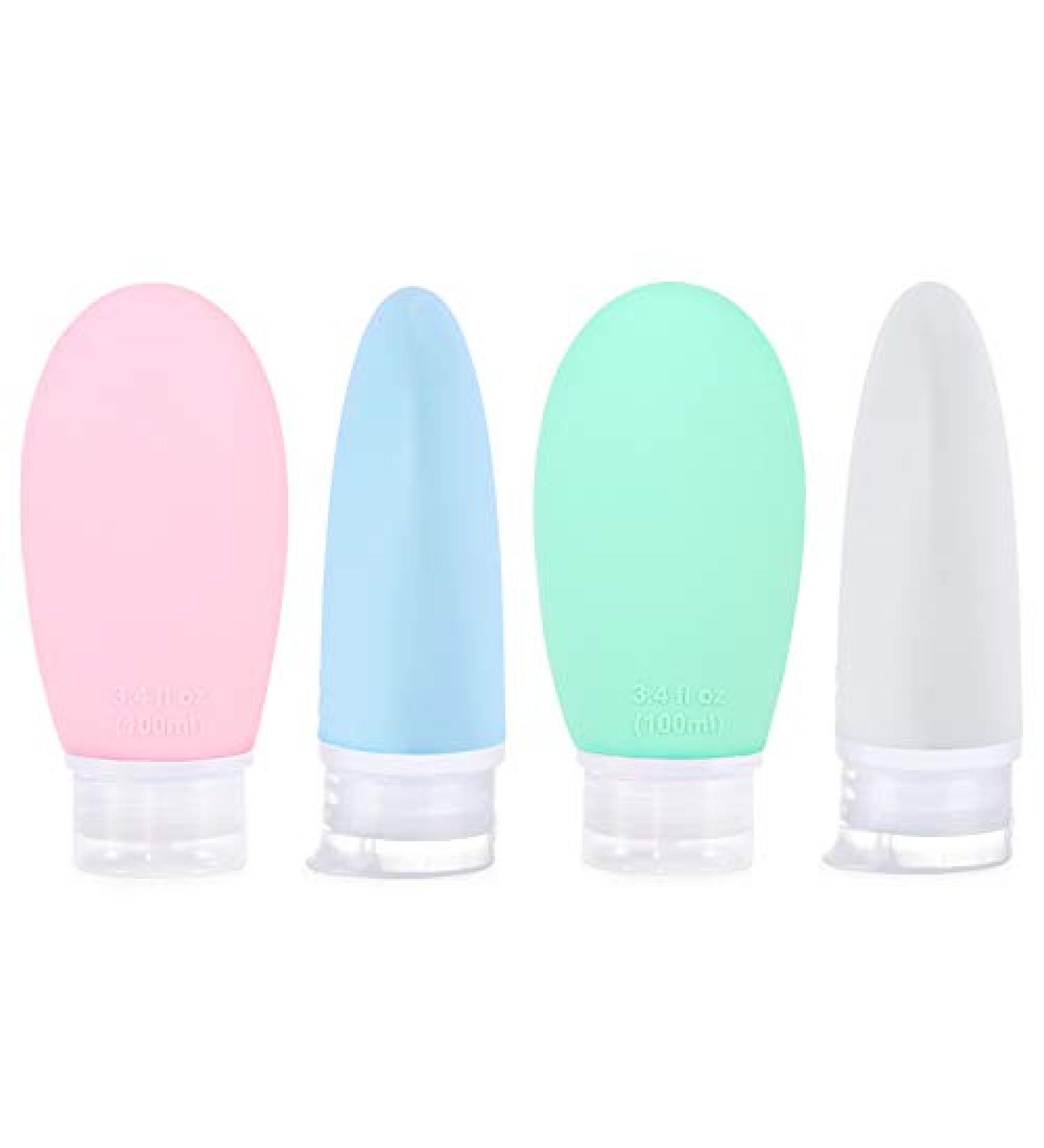 Leakage-Proof 100ml Travel Bottles Set - 4 Silicone Toiletry Containers in Pink & Gray | Perfect for Travel & Carry-On - Buy Online on GoSupps.com