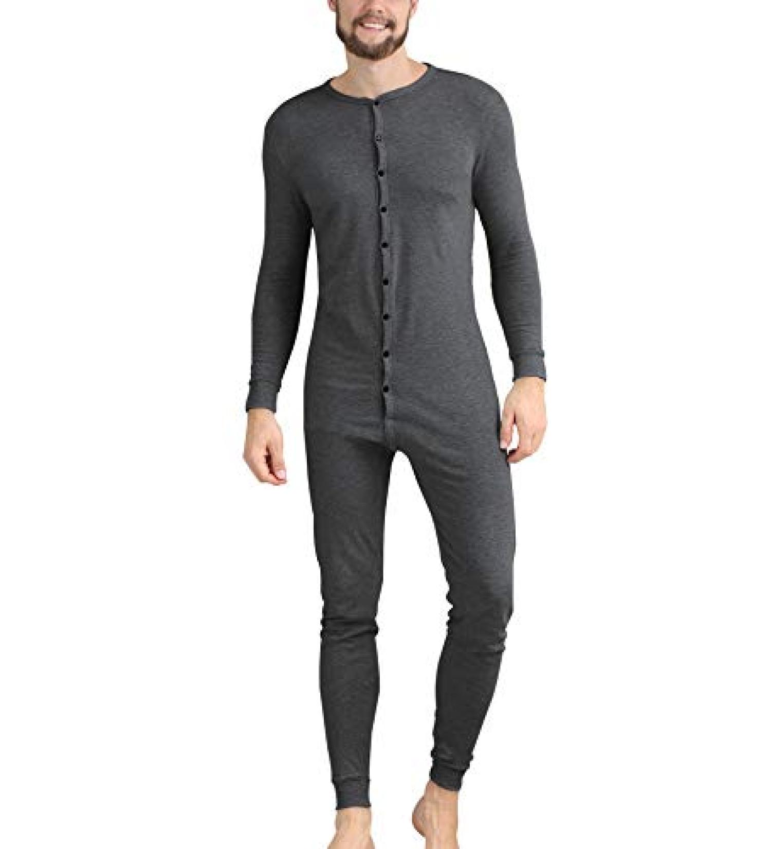 COLORFULLEAF Men's Cotton Thermal Union Suit Onesie Base Layer - Dark Grey (Large) - Buy Online on GoSupps.com