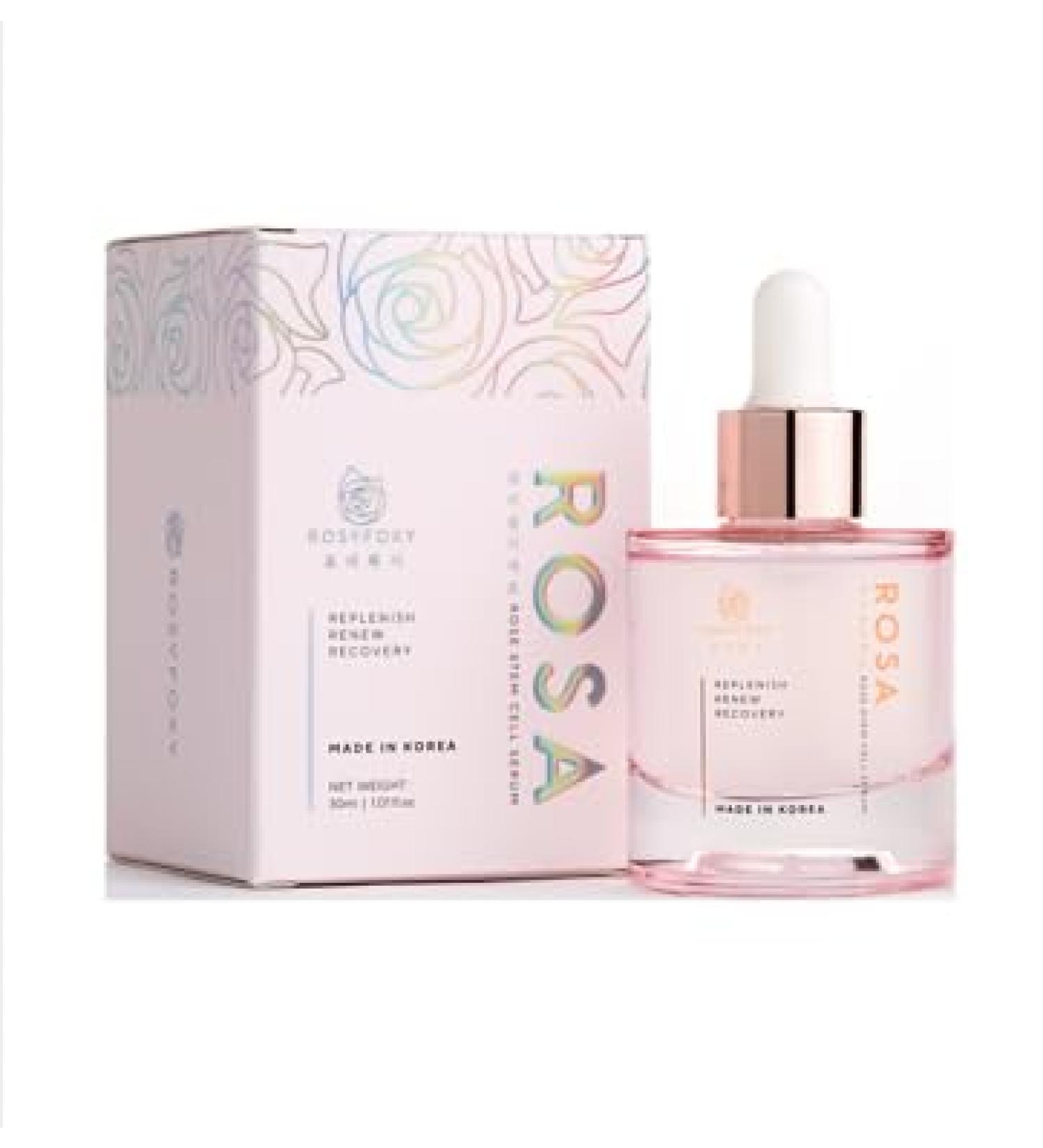 RosyFoxy Rosa Hyaluronic Acid Serum - Anti-Aging Collagen Serum for All Skin Types Hydrates & Repairs Fine Lines - 30 mL - Made in Korea - Buy Online on GoSupps.com