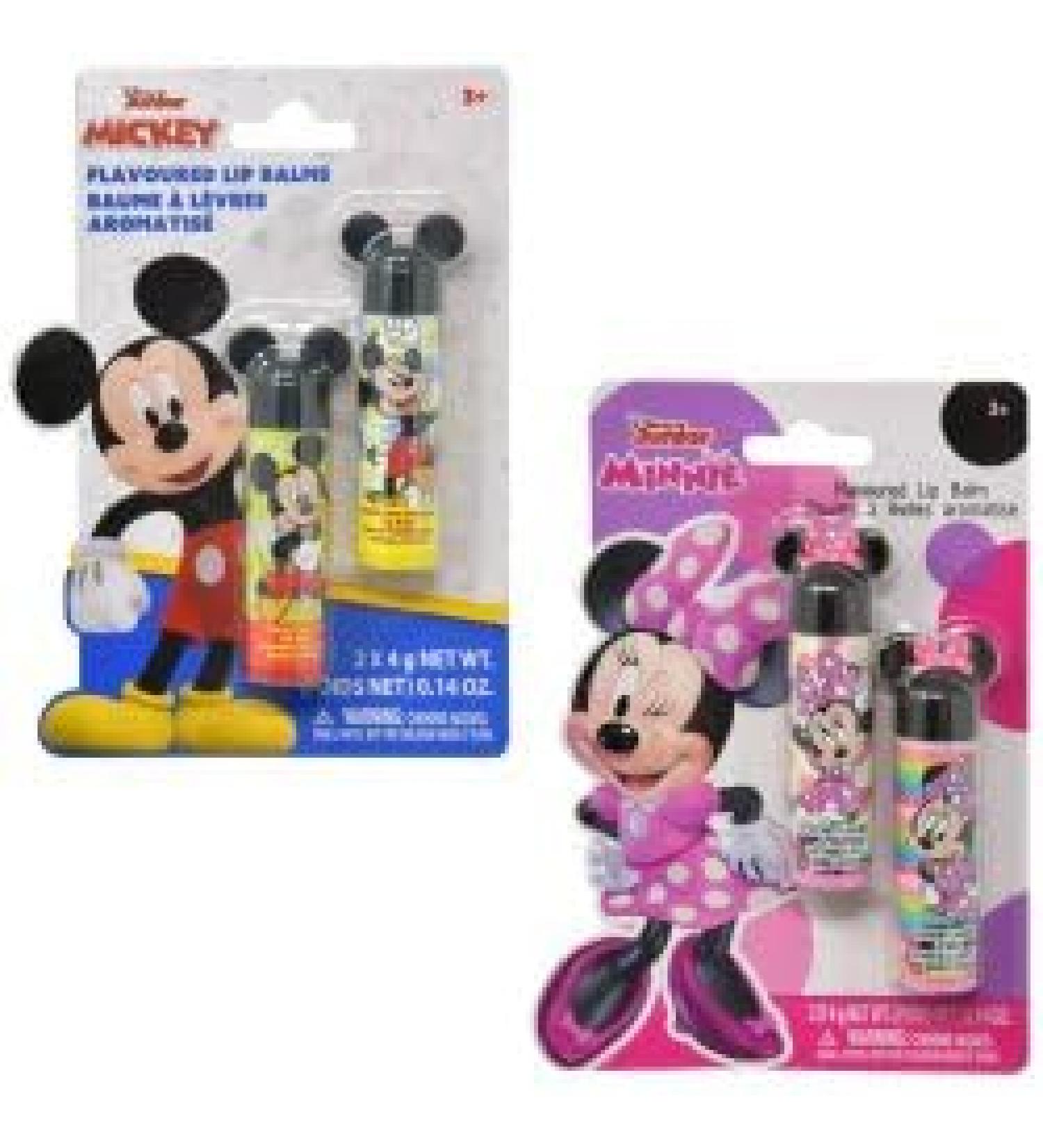 Disney Mickey and Minnie Lip Balm Cotton Candy Cherry Bubble Gum and Blueberry Flavored