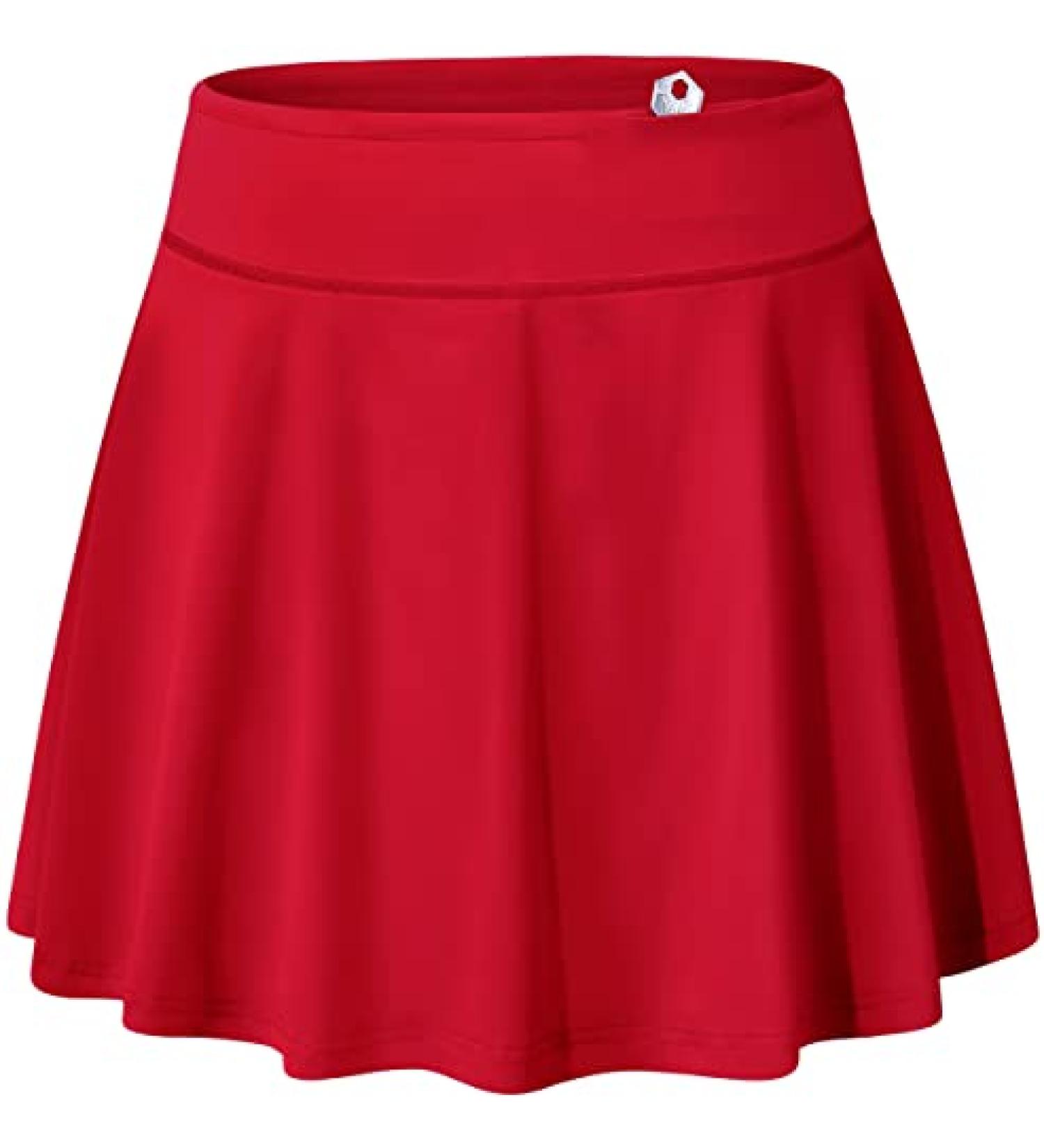 Blevonh Women's Tennis Skort - Red Medium | Active Pleated Skirt with Pocket for Running & Golf - Buy Online on GoSupps.com