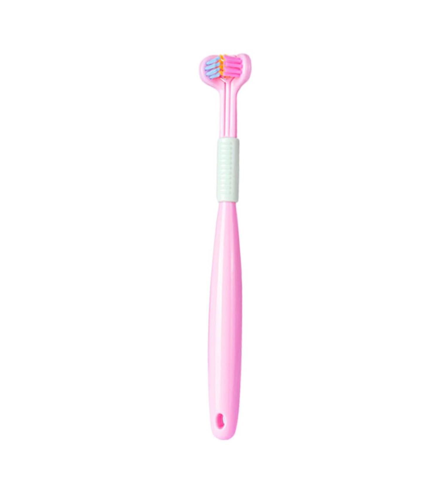 Shop Auklopvzz Three-Sided Toothbrush for Kids - Fun & Effective Tooth Cleaning | A22 Peach Pink - Buy Online on GoSupps.com