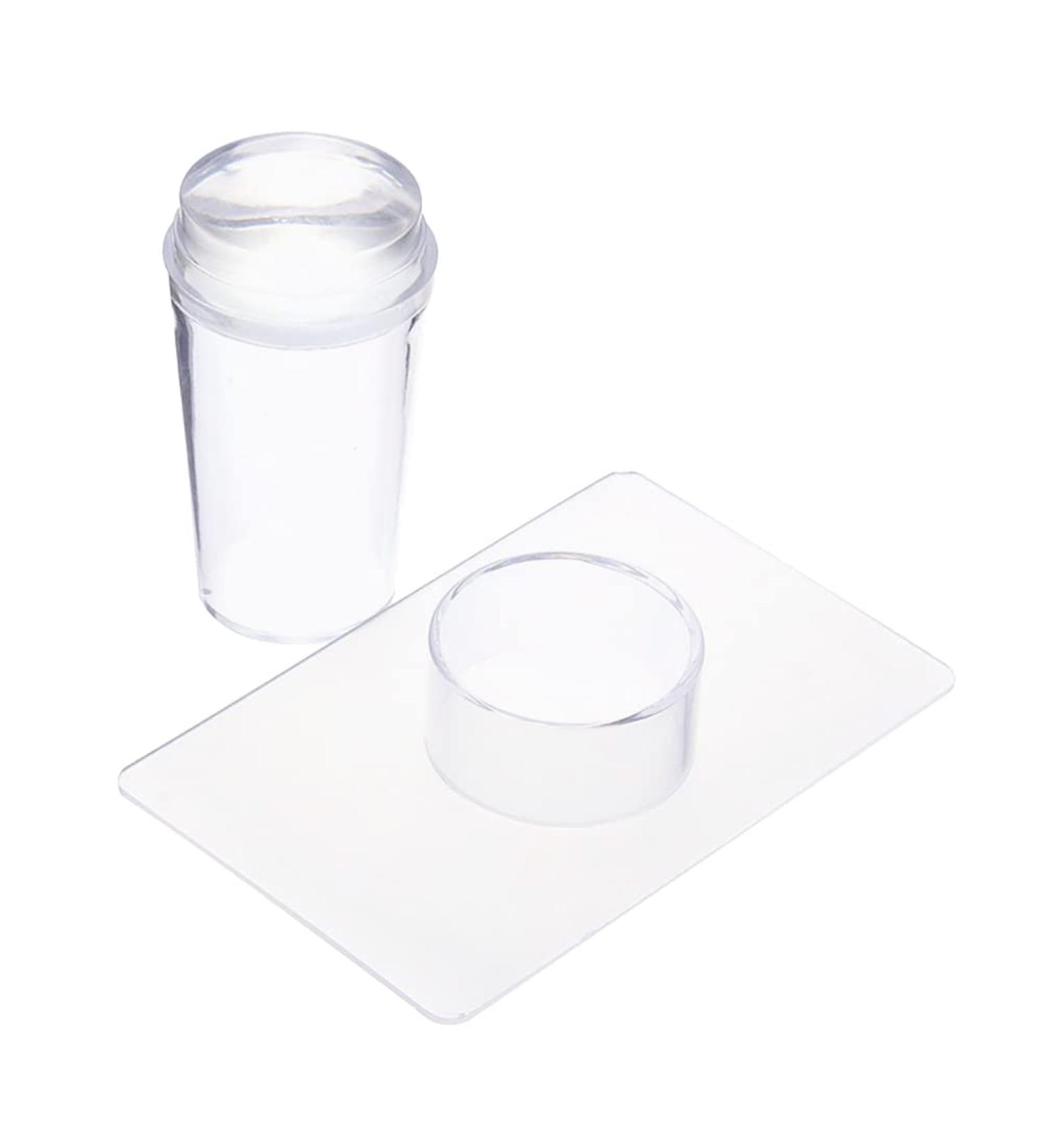 UUYYEO 2pcs Transparent Silicone Nail Art Stamping Plates & Scraper - Professional Manicure Tools for Perfect Nail Designs - Buy Online on GoSupps.com