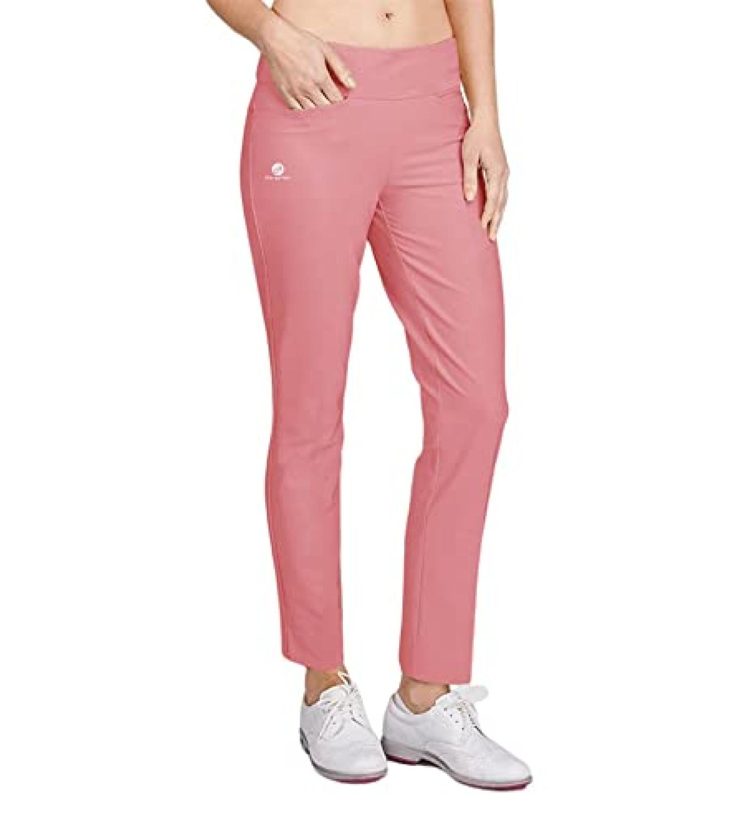 Aurgelmir Women's Lightweight Golf & Yoga Pants - Pink, Small | Stretch Straight Leg Work Pants - Buy Online on GoSupps.com
