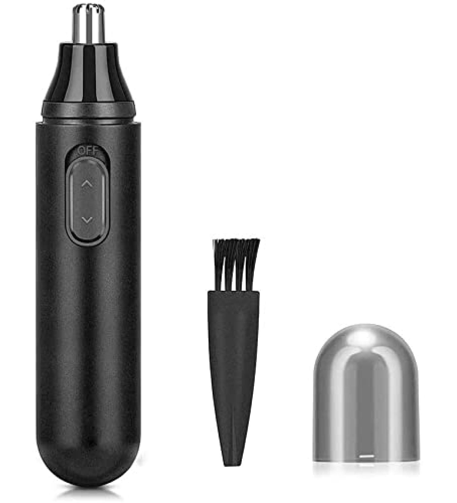 KouRy Portable Nose and Ear Hair Trimmer - Painless Electric Hair Removal for Men & Women - Battery Operated Dual Edged Blades Cleaning Brush Included - Buy Online on GoSupps.com