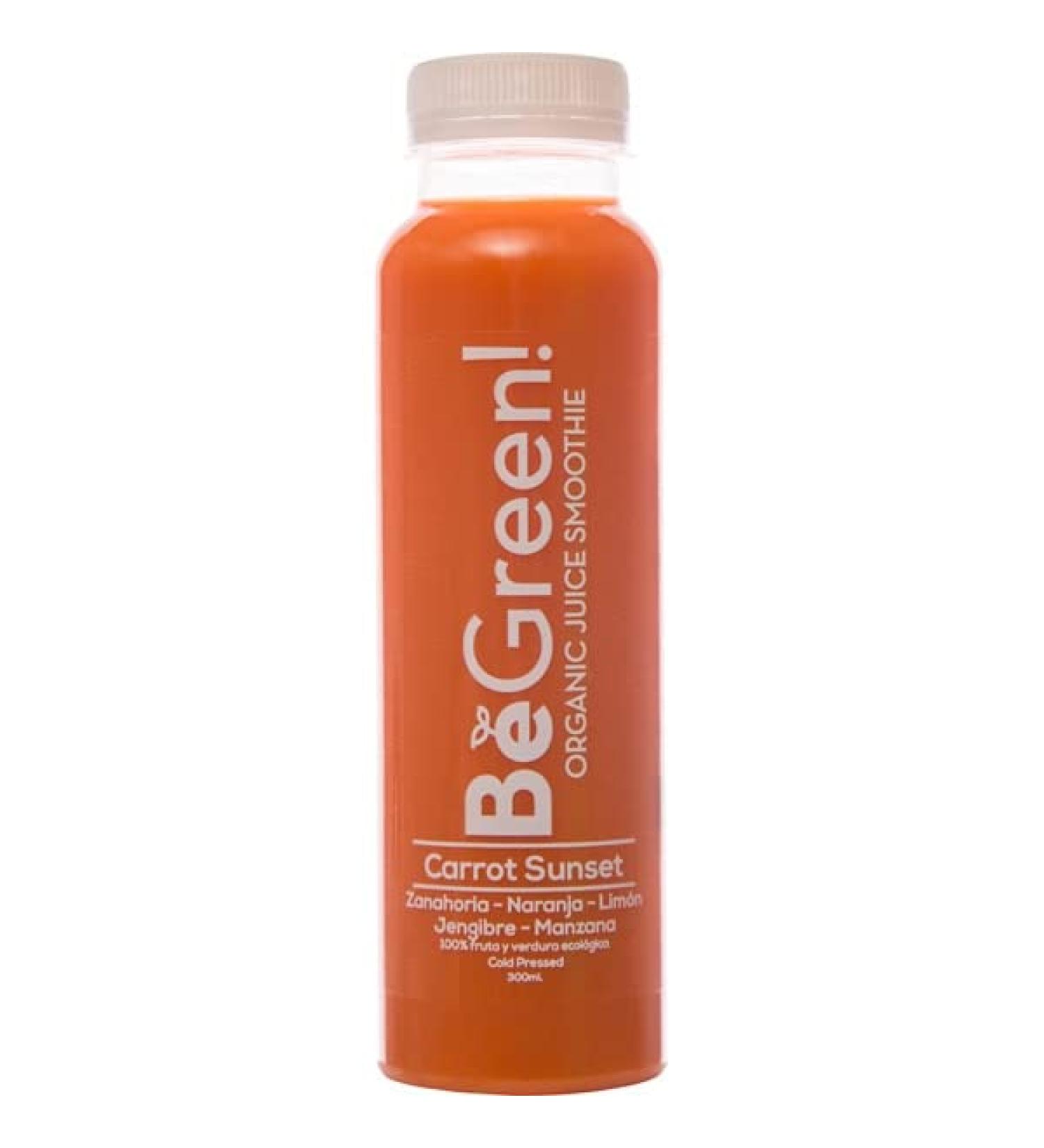 BE GREEN Ecological Carrot Sunset Juice with carrot, orange, lemon, ginger and apple 300 ml bottle