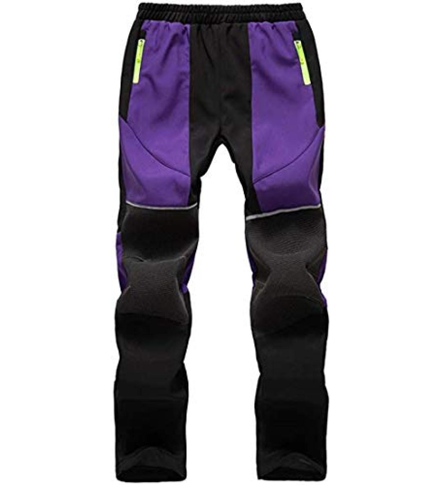 Kids Waterproof Ski Bibs | Youth Outdoor Mountain Pants | Windproof Soft Shell | Hiking Snow Pants 3-4T | Black-Purple - Buy Online on GoSupps.com