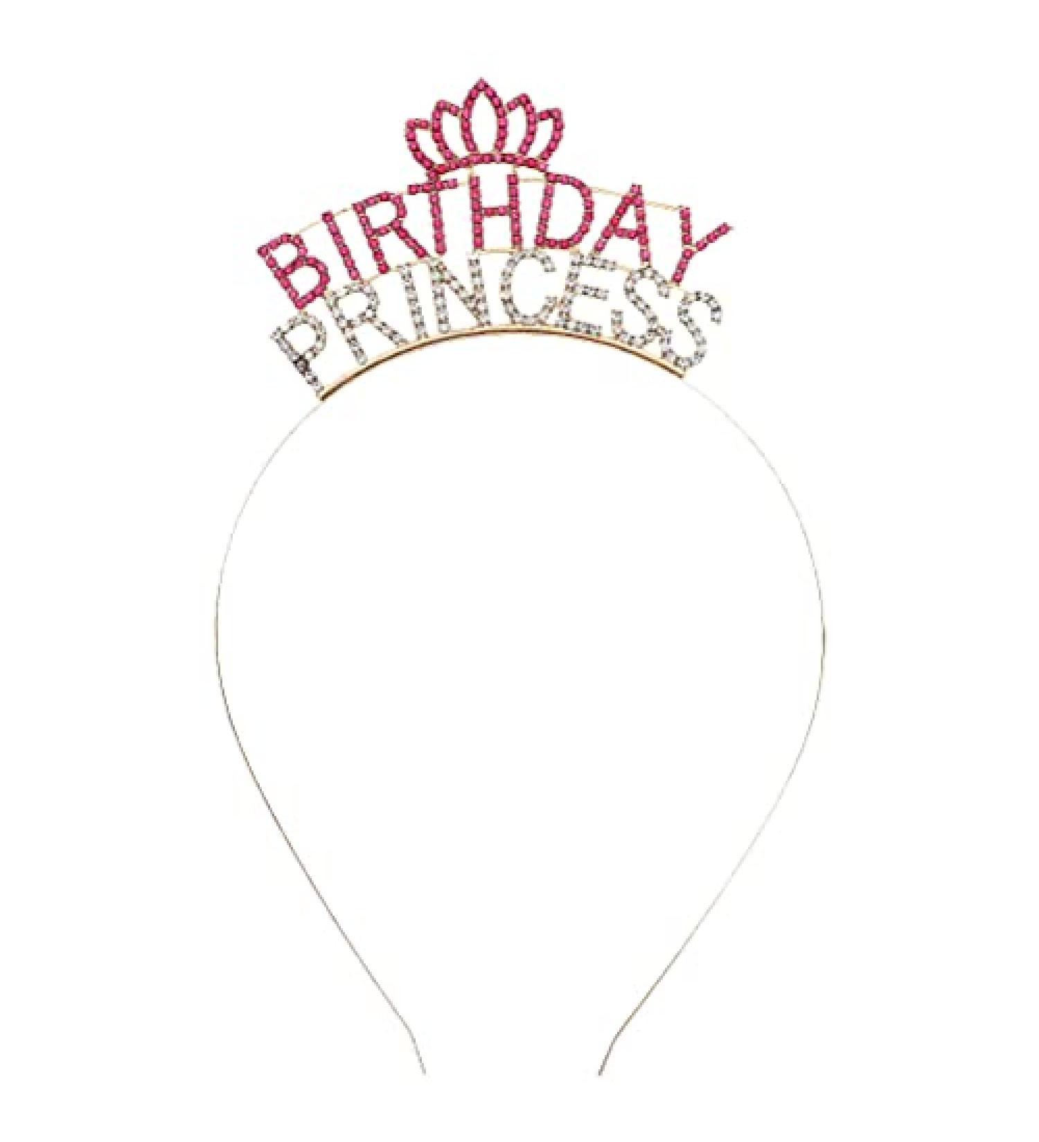 DAMI Happy Birthday Crown Headband - Gold Rhinestone Princess Tiara for Girls and Women - Buy Online on GoSupps.com