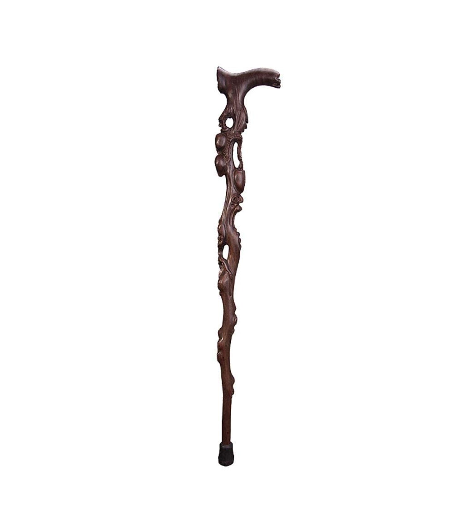 Crutches Wooden Walking Cane Stick Old Man Walking Rod Anti-Slip Ebony Crutches Crafts Birthday Present for Elderly powerfully