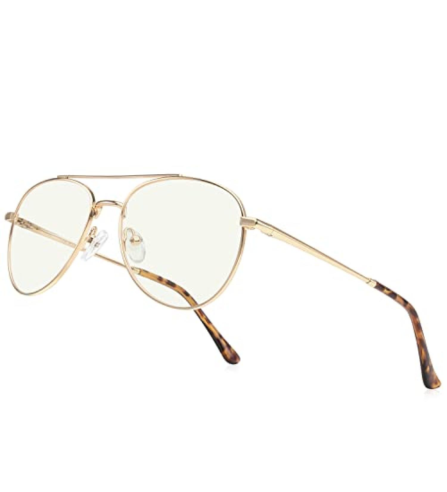 Shop Blue Light Aviator Reading Glasses for Men & Women - Metal Frame Spring Temples Gold Bridge (1.5x) | International Shipping - Buy Online on GoSupps.com