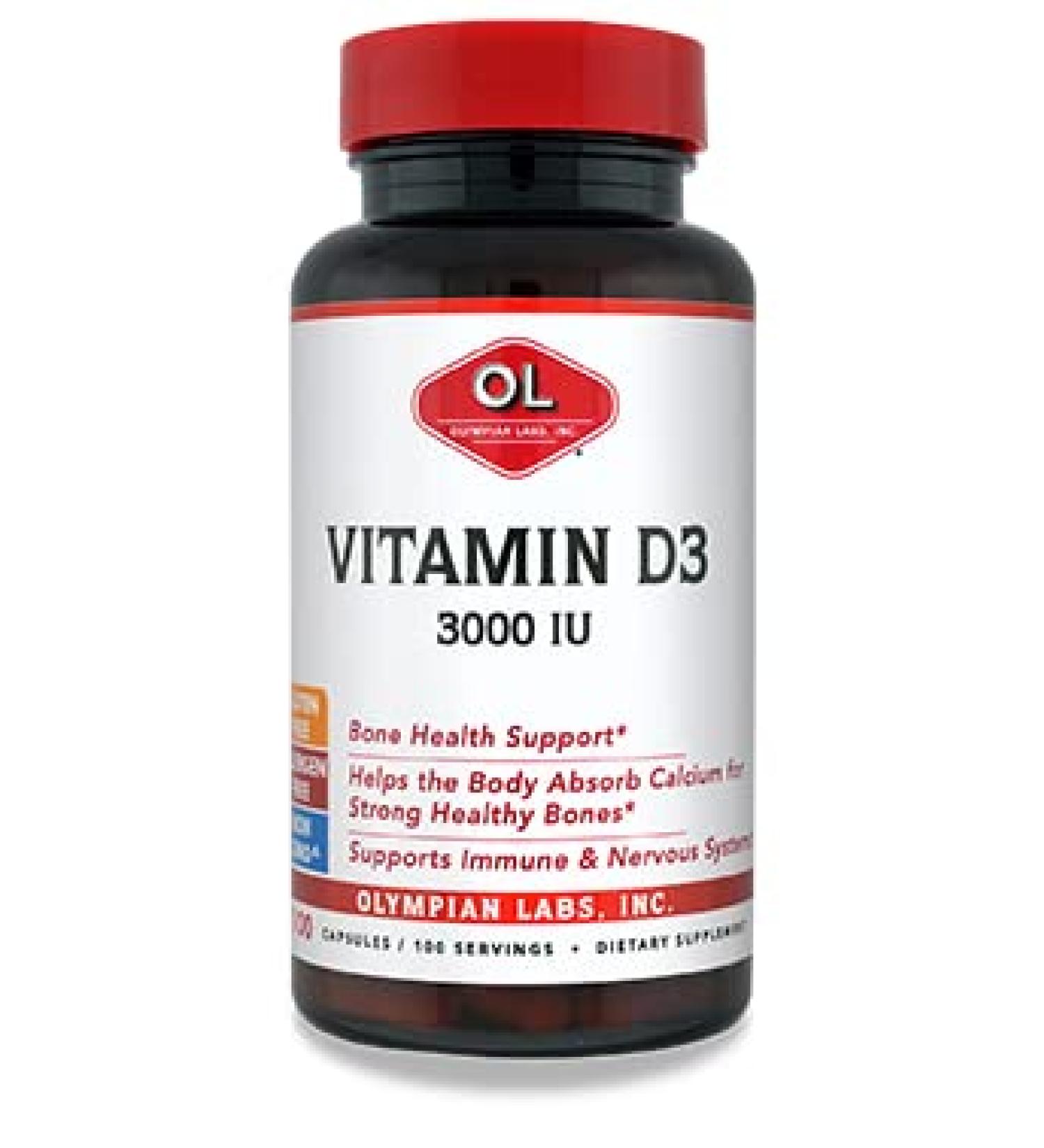 Vitamin D3 3000IU - Bone Density & Calcium Support - 100 Capsules - Buy Online on GoSupps.com
