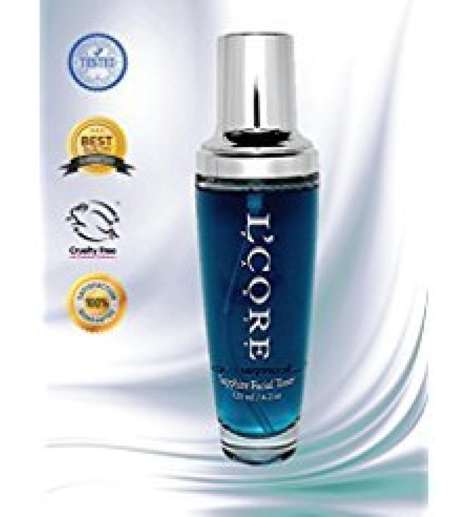 L'Core Paris Sapphire Face and Neck Toner with Organic Extracts - Enriched with Aloe Vera Vitamin E Moisturizes Your Skin and Removes Makeup - precious gems collection - 4oz/120ml