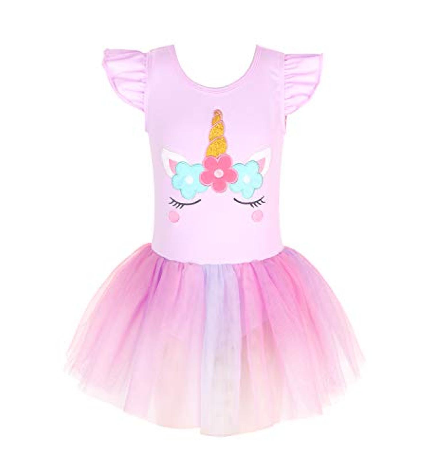 Girls Unicorn Ballet Leotard with Tutu | Purple Unicorn Dance Dress 4-5T - Buy Online on GoSupps.com